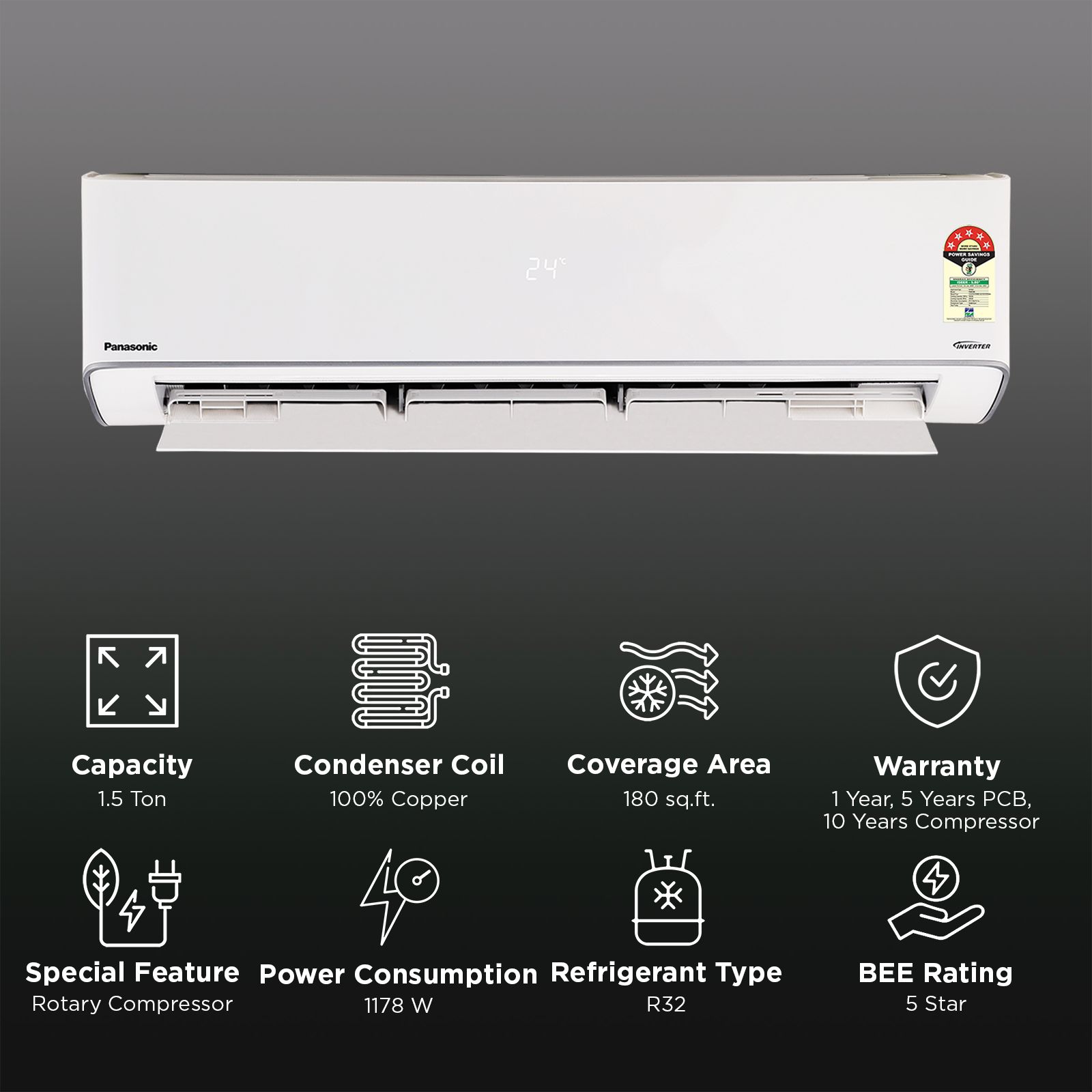 Panasonic EU 8 in 1 Convertible 1.5 Ton 5 Star Inverter Split Smart AC with Voice Assistant (2026 Model, Copper Condenser, CS/CU-EU18CKY5XFM) Panasonic EU 8 in 1 Convertible 1.5 Ton 5 Star Inverter Split Smart AC with Voice Assistant (2026 Model, Copper Condenser, CS/CU-EU18CKY5XFM)_2