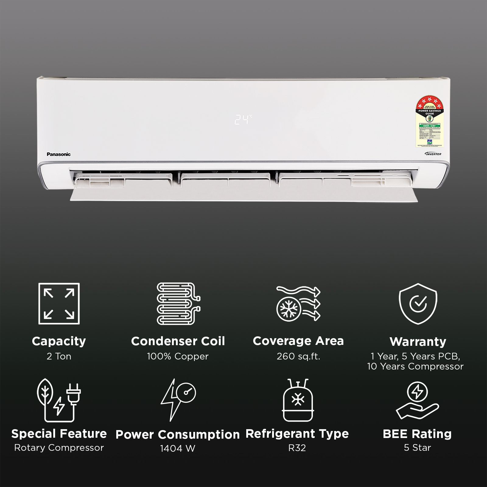 Panasonic EU 8 in 1 Convertible 2 Ton 5 Star Inverter Split Smart AC with Voice Assistant (2026 Model, Copper Condenser, CS/CU-EU24CKY5FM)_2