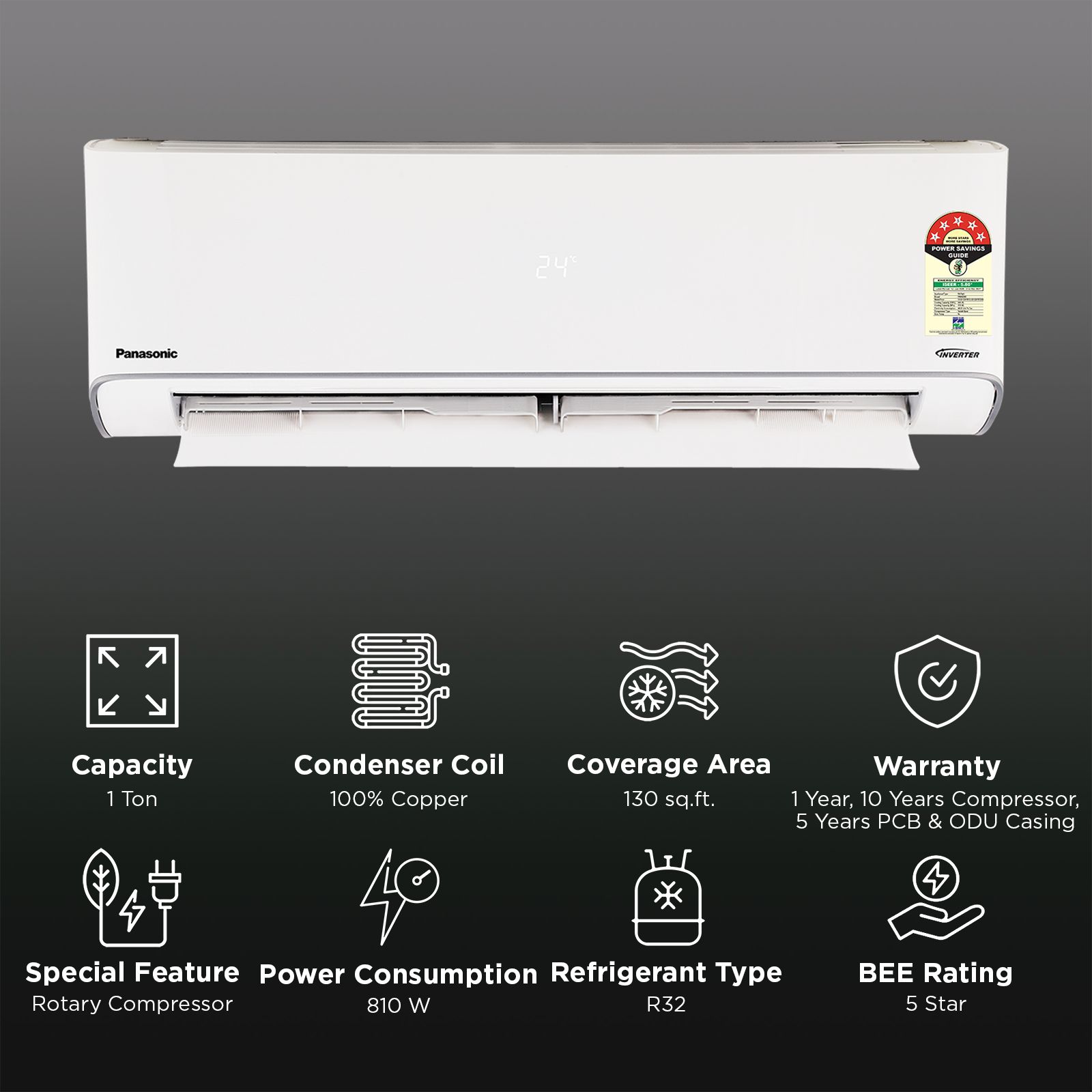 Panasonic EU 8 in 1 Convertible 1 Ton 5 Star Inverter Split AC with PM 0.1 Filter (2026 Model, Copper Condenser, CS/CU-EU12CKY5F) Panasonic EU 8 in 1 Convertible 1 Ton 5 Star Inverter Split AC with PM 0.1 Filter (2026 Model, Copper Condenser, CS/CU-EU12CKY5F)_2