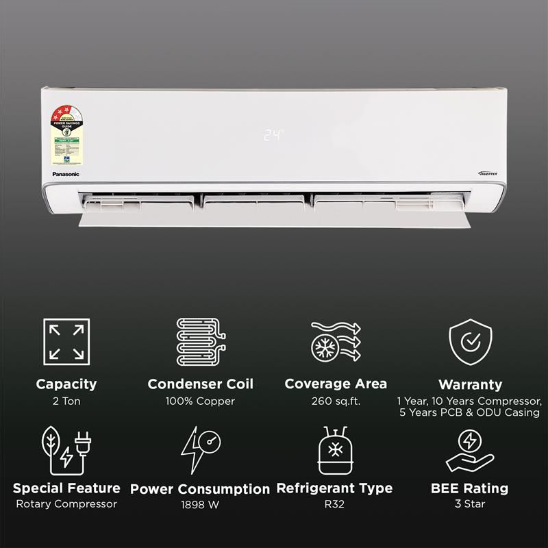 Panasonic EU 8 in 1 Convertible 2 Ton 3 Star Inverter Split AC with PM 0.1 Filter (2026 Model, Copper Condenser, CS/CU-EU24CKY3F) Panasonic EU 8 in 1 Convertible 2 Ton 3 Star Inverter Split AC with PM 0.1 Filter (2026 Model, Copper Condenser, CS/CU-EU24CKY3F)_2