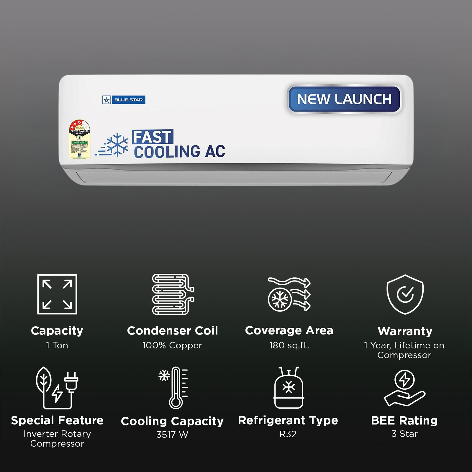 Blue Star Z Series 5 in 1 Convertible 1 Ton 3 Star Inverter Split AC with AI Pro (2026 Model, Copper Condenser, IA312ZXU) Blue Star Z Series 5 in 1 Convertible 1 Ton 3 Star Inverter Split AC with AI Pro (2026 Model, Copper Condenser, IA312ZXU)_2