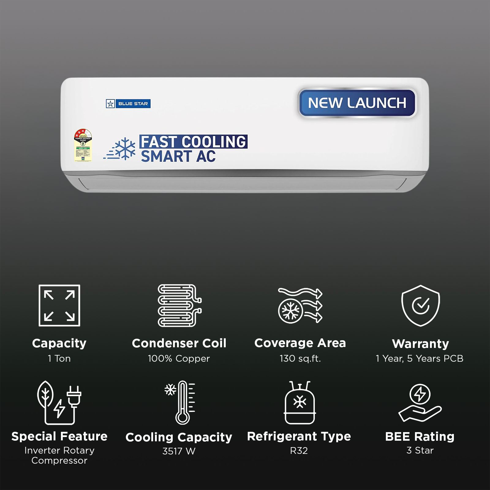 Blue Star Z Series 5 in 1 Convertible 1 Ton 3 Star Inverter Split Smart AC with Voice Command Technology (2026 Model, Copper Condenser, IA312ZXUS) Blue Star Z Series 5 in 1 Convertible 1 Ton 3 Star Inverter Split Smart AC with Voice Command Technology (2026 Model, Copper Condenser, IA312ZXUS)_2