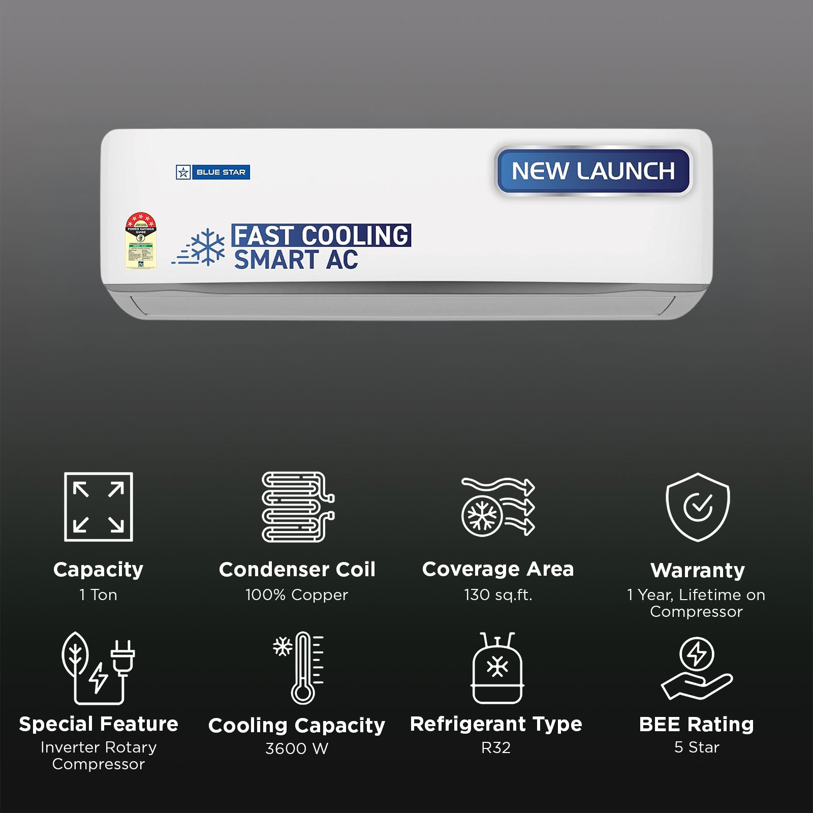 Blue Star Z Series 5 in 1 Convertible 1 Ton 5 Star Inverter Split Smart AC with Voice Command Technology (2026 Model, Copper Condenser, IA512ZXUS) Blue Star Z Series 5 in 1 Convertible 1 Ton 5 Star Inverter Split Smart AC with Voice Command Technology (2026 Model, Copper Condenser, IA512ZXUS)_2