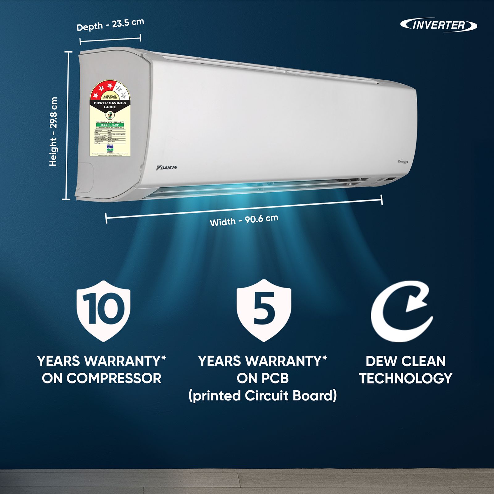 DAIKIN 1.8 Ton 3 Star Inverter Split AC (Copper Condenser, PM2.5 Filter, ATKL60XV16VAA)_8