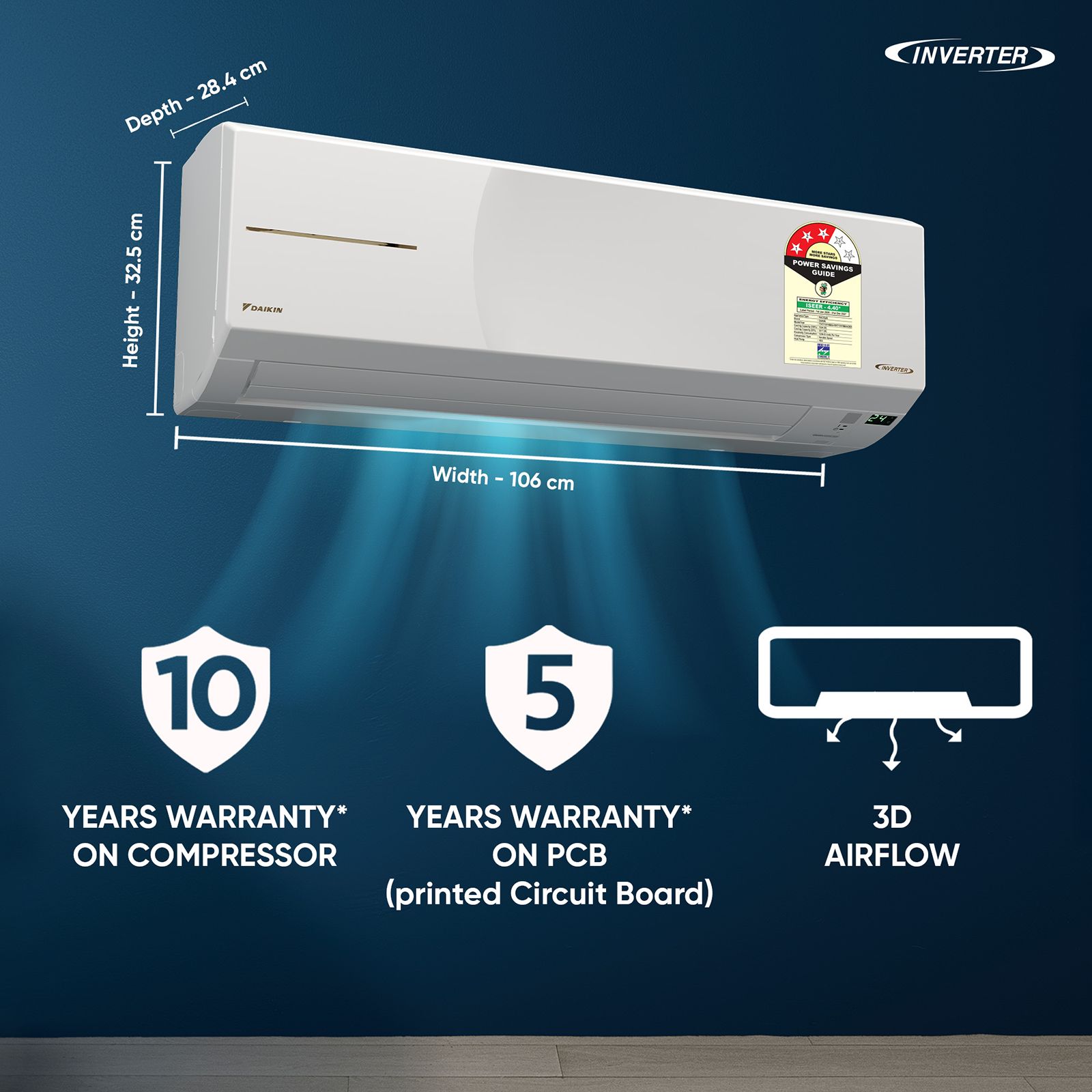 DAIKIN 2 Ton 3 Star Hot & Cold Inverter Split AC (Copper Condenser, PM 1.0 Filter, FTHT71XV16) DAIKIN 2 Ton 3 Star Hot & Cold Inverter Split AC (Copper Condenser, PM 1.0 Filter, FTHT71XV16)_8