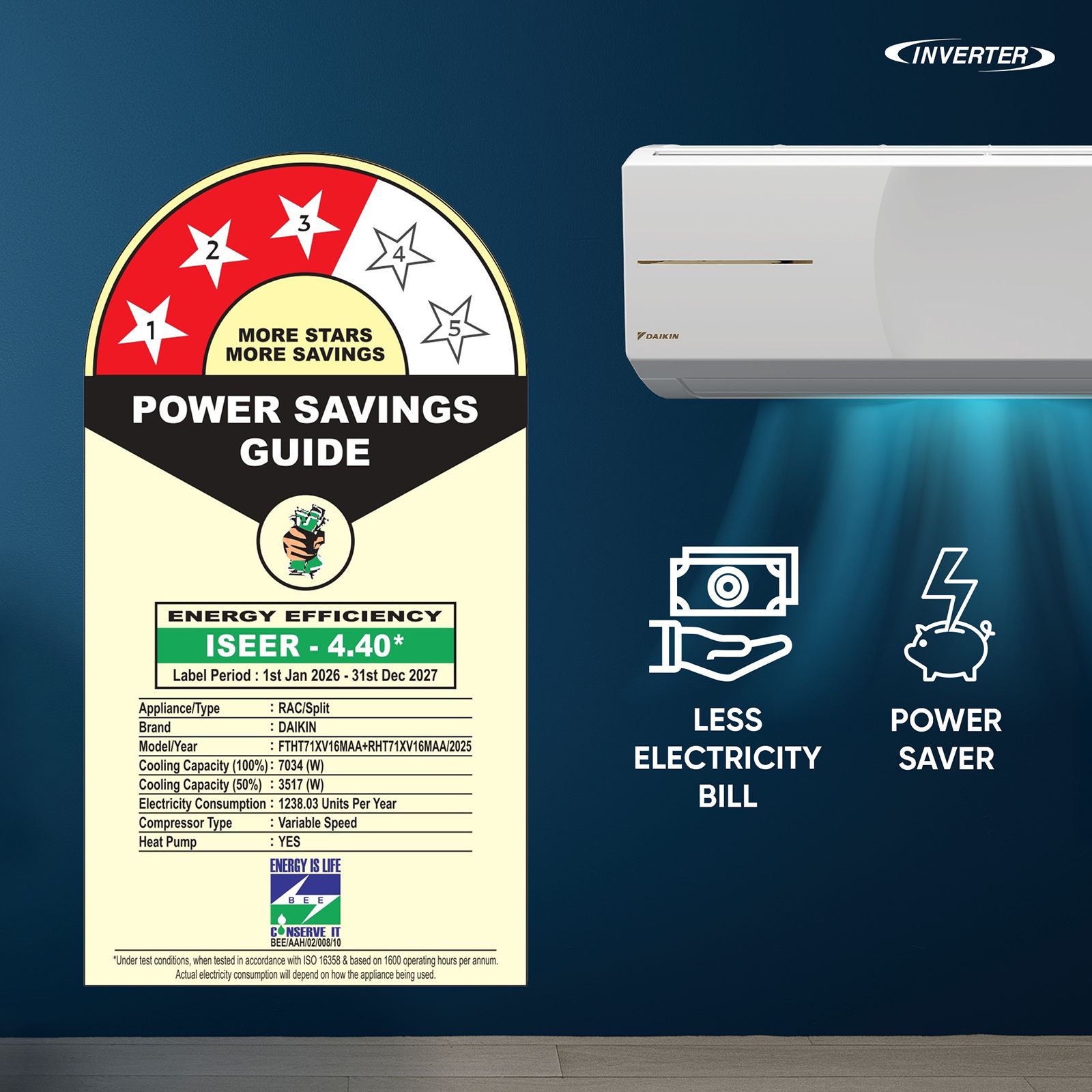 DAIKIN 2 Ton 3 Star Hot & Cold Inverter Split AC (Copper Condenser, PM 1.0 Filter, FTHT71XV16) DAIKIN 2 Ton 3 Star Hot & Cold Inverter Split AC (Copper Condenser, PM 1.0 Filter, FTHT71XV16)_10