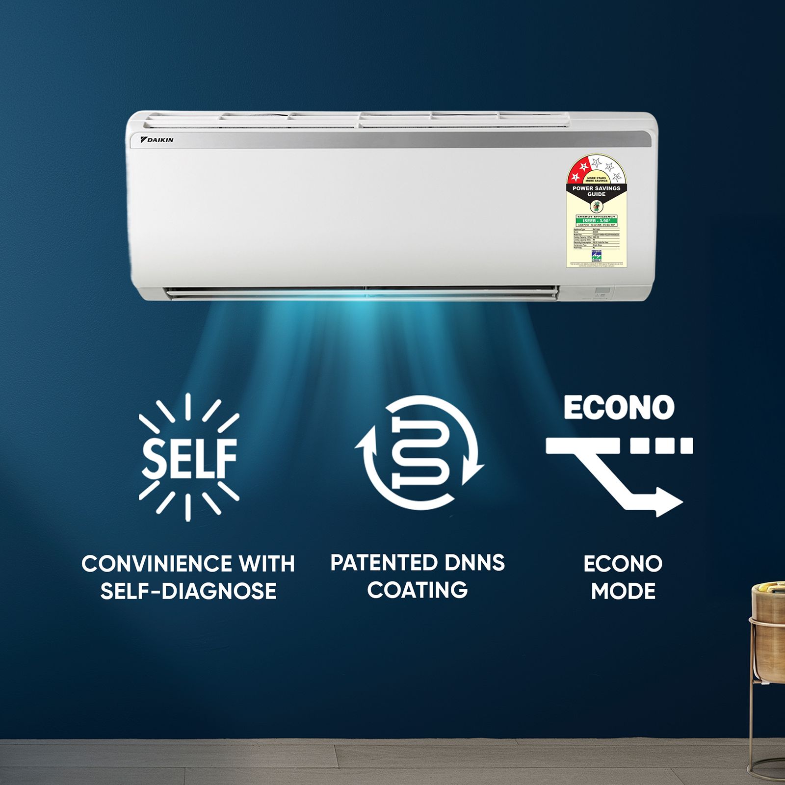 DAIKIN 0.8 Ton 2 Star Split AC (Copper Condenser, PM 2.5 Filter, FTQ28XV16WBA)_9