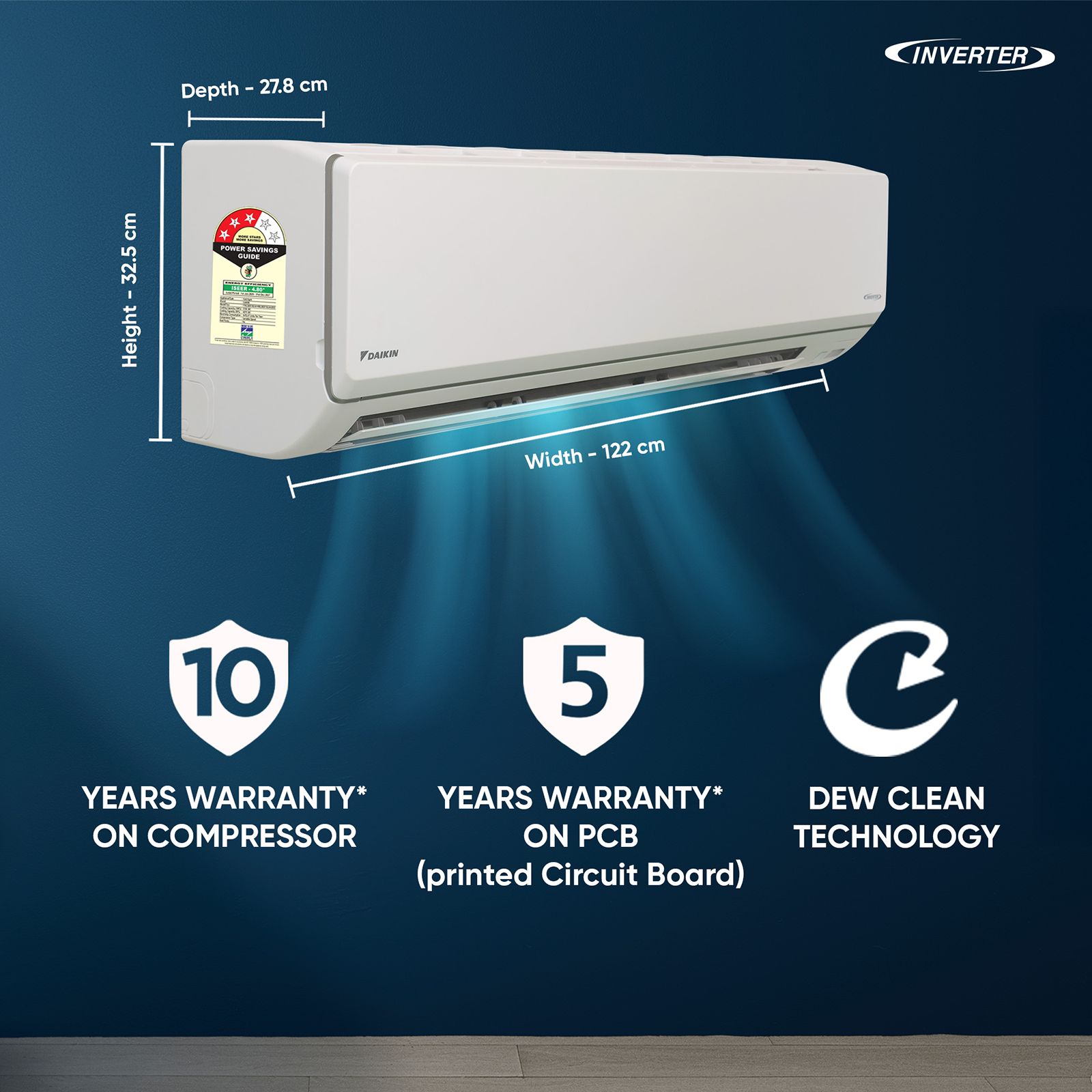 DAIKIN 2.6 Ton 3 Star Inverter Split AC (Copper Condenser, PM 2.5 Filter, FTKL90XV16LAA)_7