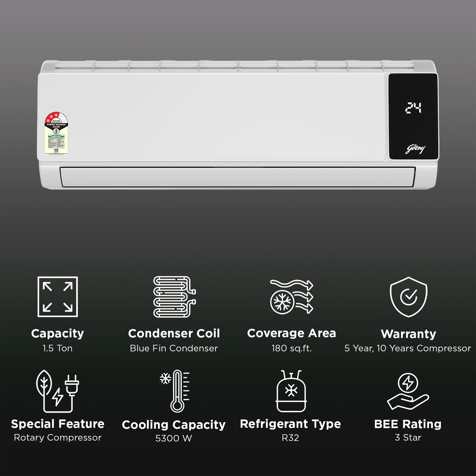 Godrej Magnus Series IOT Convertible 1.6 Ton 3 Star Inverter Split Smart AC with I-Sense Technology (2026 Model, Blue Fin Condenser, HIC 19M3TG) Godrej Magnus Series IOT Convertible 1.6 Ton 3 Star Inverter Split Smart AC with I-Sense Technology (2026 Model, Blue Fin Condenser, HIC 19M3TG)_2