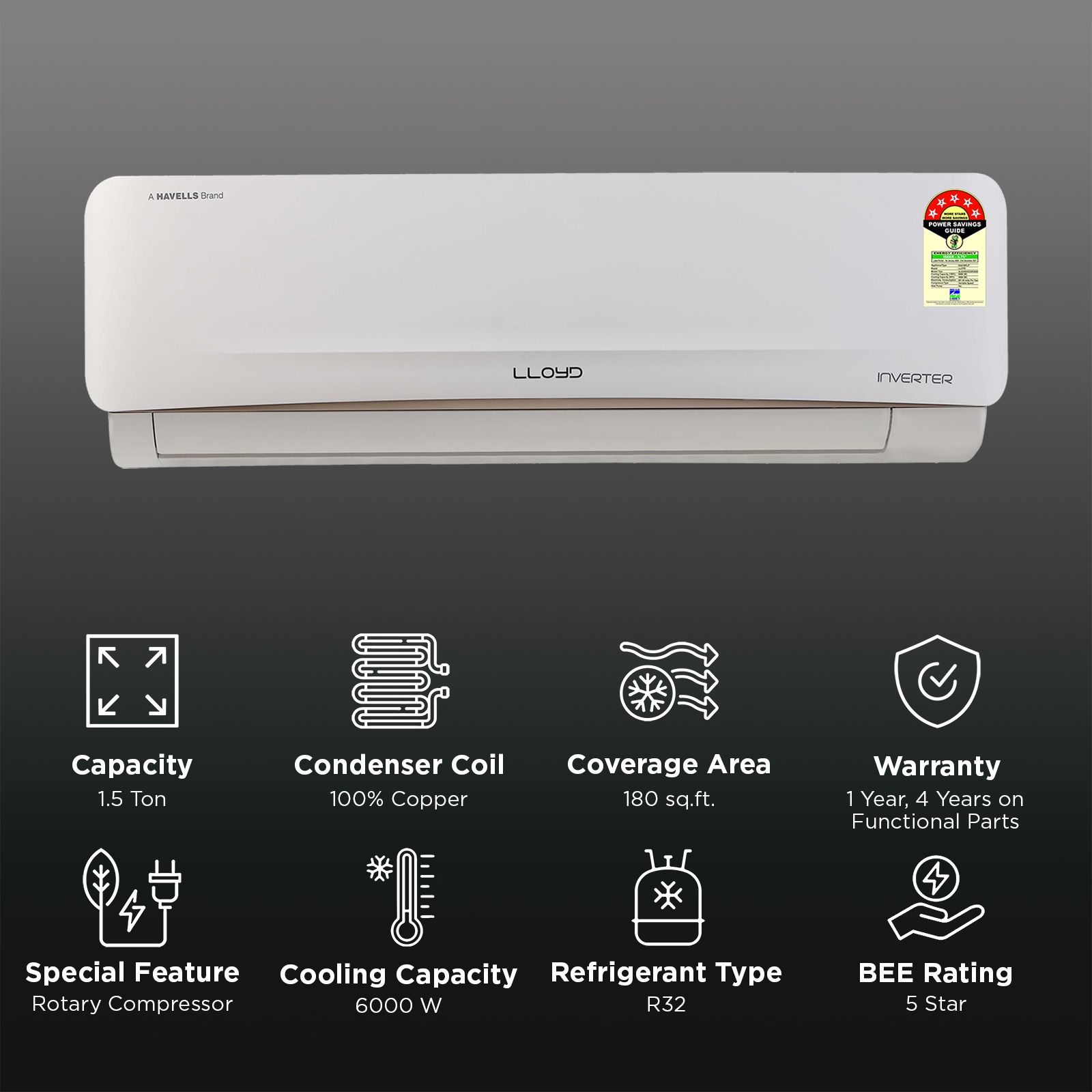 LLOYD Convertible 1.5 Ton 5 Star Inverter Split AC with Smart 4-Way Swing (2026 Model, Copper Condenser, GLS24I5AGCGR) LLOYD Convertible 1.5 Ton 5 Star Inverter Split AC with Smart 4-Way Swing (2026 Model, Copper Condenser, GLS24I5AGCGR)_2