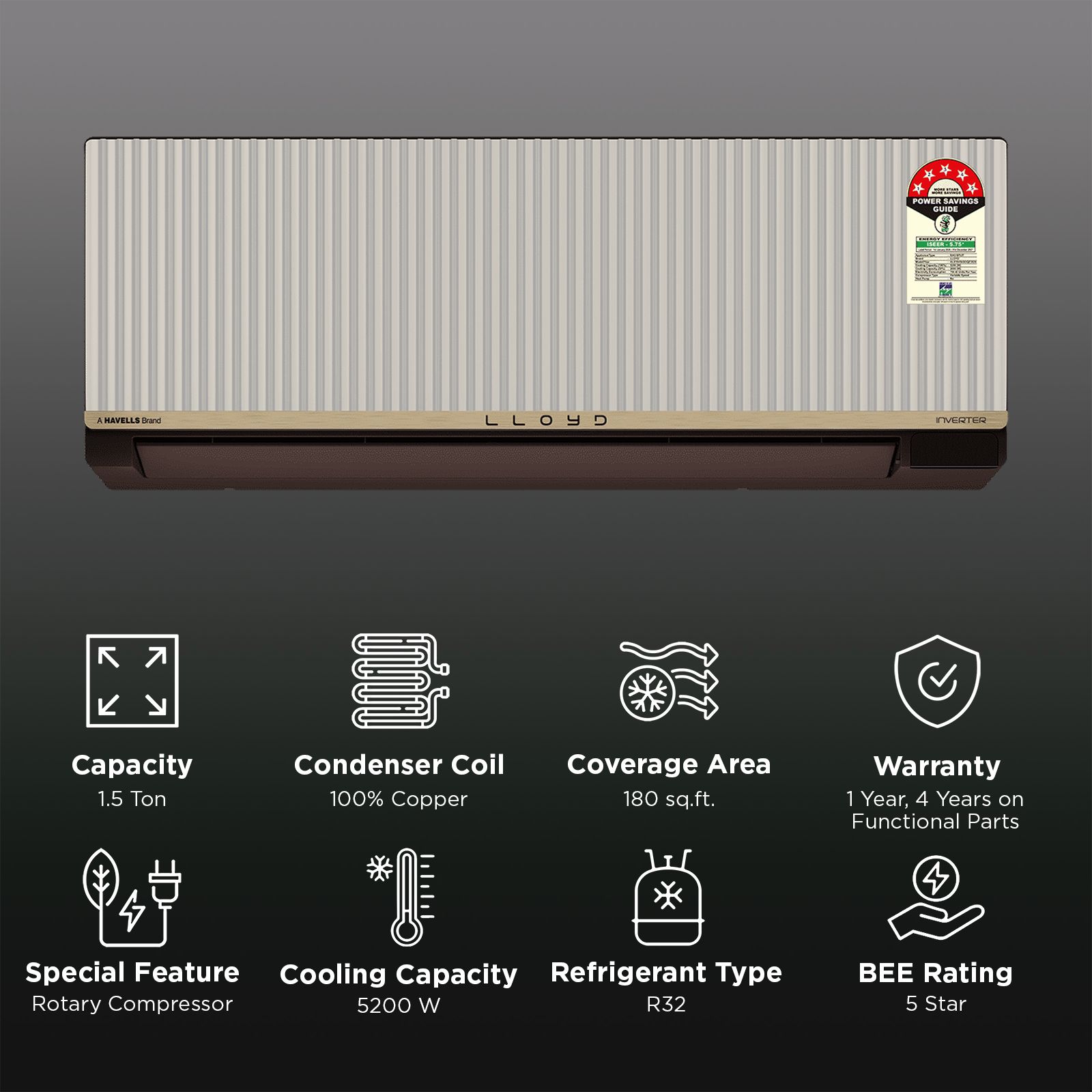 LLOYD Stunnair Convertible 1.5 Ton 5 Star Inverter Split Smart AC with In-built Air Purifier (2026 Model, Copper Condenser, GLS19V5ASOQZ) LLOYD Stunnair Convertible 1.5 Ton 5 Star Inverter Split Smart AC with In-built Air Purifier (2026 Model, Copper Condenser, GLS19V5ASOQZ)_2