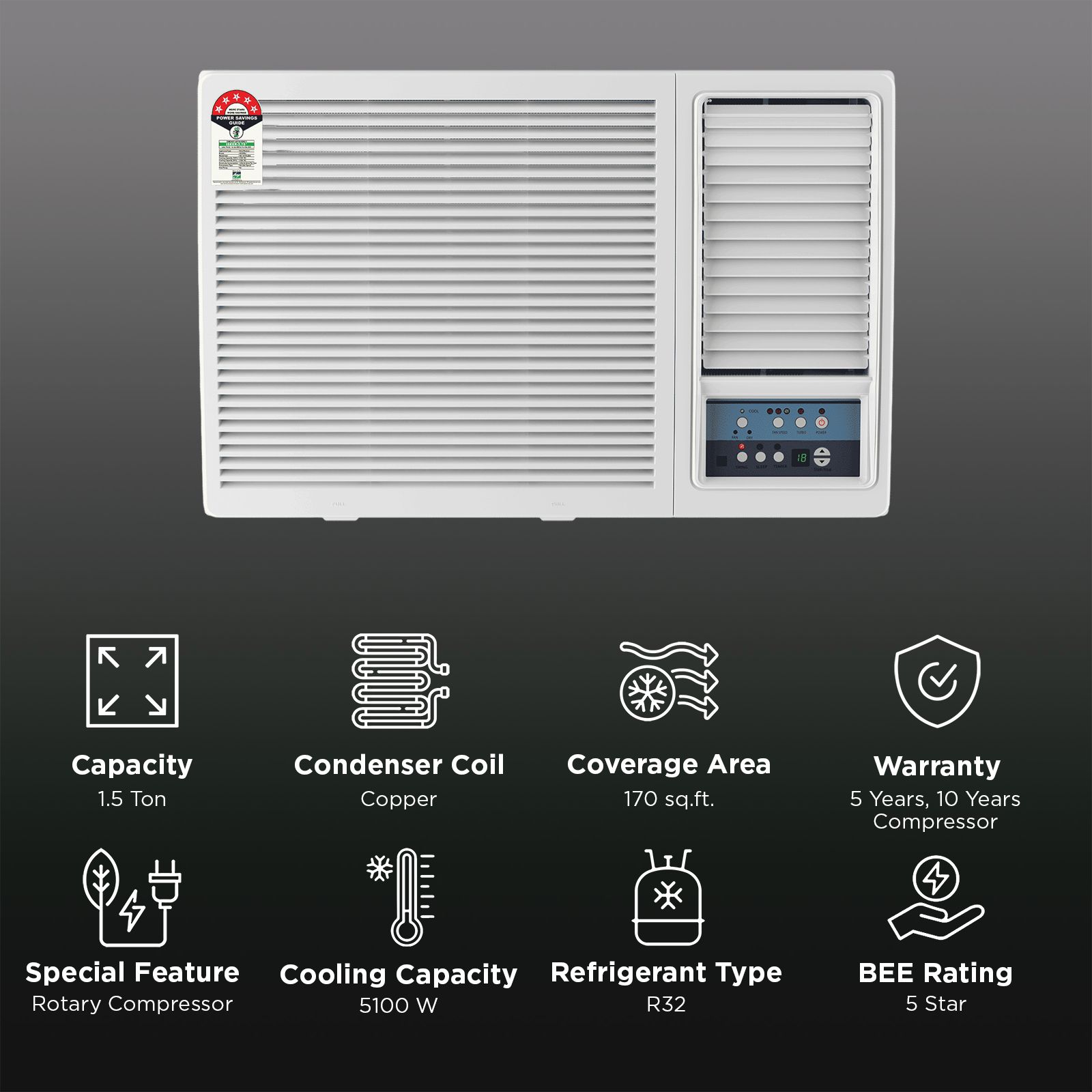 Godrej F Series 1.5 Ton 5 Star Window AC (2026 Model, Blue Fin Condenser, TR WIC 18F5TG)_2