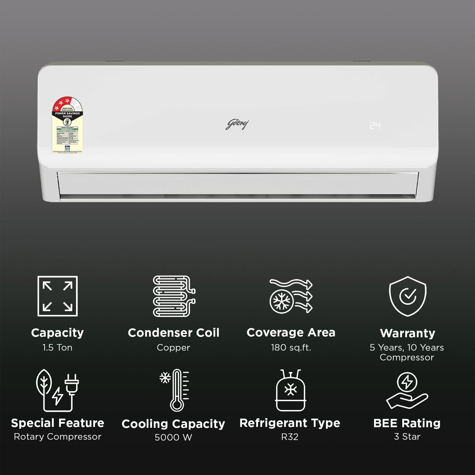 Godrej Regalis Convertible 1.5 Ton 3 Star Inverter Split AC with I-Sense Technology (2026 Model, Blue Fin Condenser, TR HIC 18X3TG CA) Godrej Regalis Convertible 1.5 Ton 3 Star Inverter Split AC with I-Sense Technology (2026 Model, Blue Fin Condenser, TR HIC 18X3TG CA)_2