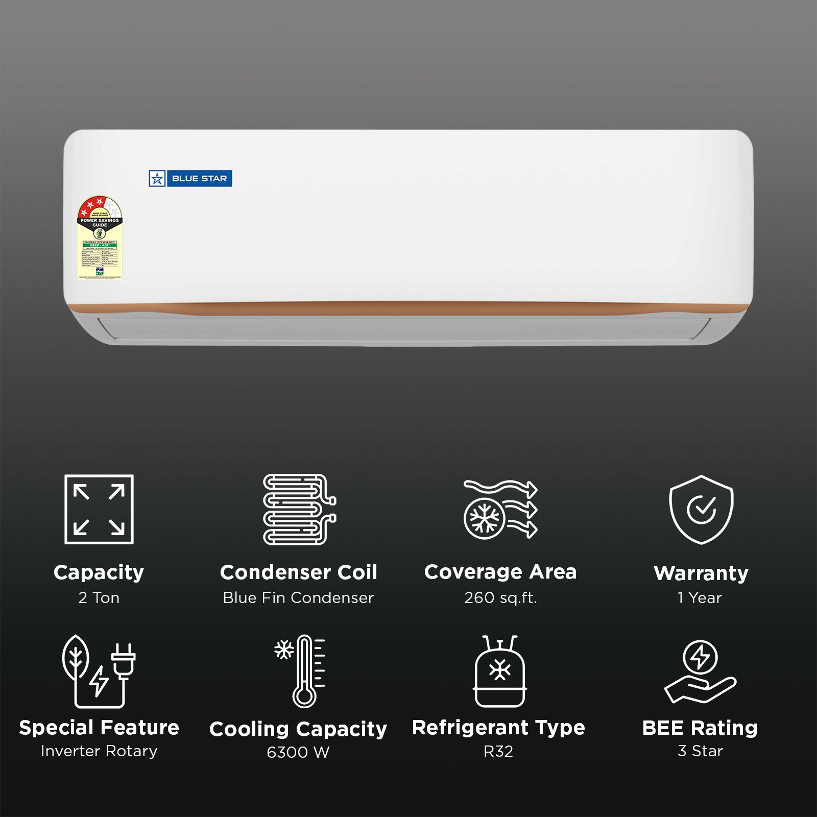 Blue Star G Series 5 in 1 Convertible 2 Ton 3 Star Inverter Split AC with Smart Ready (2026 Model, Blue Fin Condenser, IA322GXU) Blue Star G Series 5 in 1 Convertible 2 Ton 3 Star Inverter Split AC with Smart Ready (2026 Model, Blue Fin Condenser, IA322GXU)_2