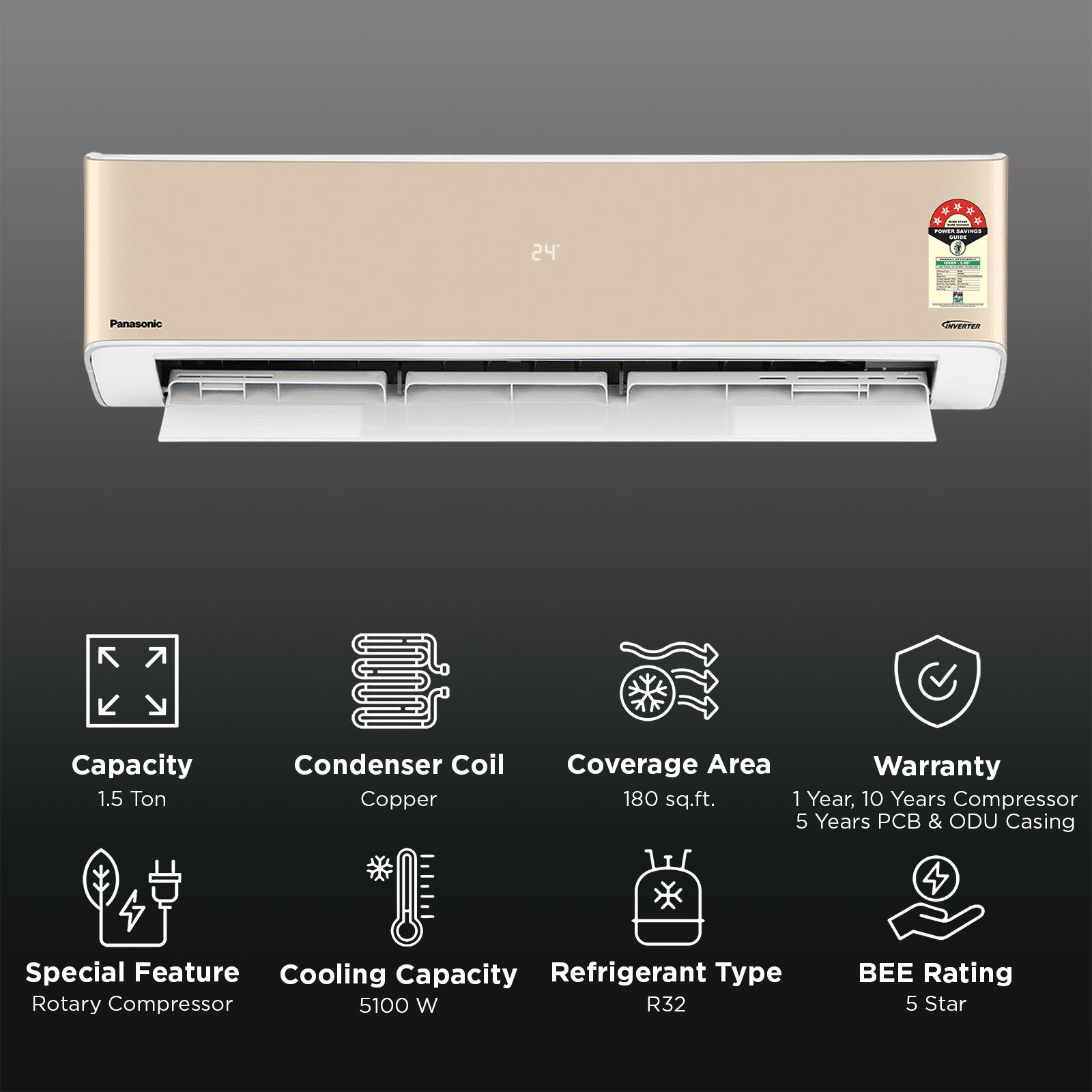 Panasonic EU 8 in 1 Convertible 1.5 Ton 5 Star Inverter Split Smart AC with Wi-Fi Supported (2026 Model, Copper Condenser, CS/CU-EU18CKY5XFM-G)_2