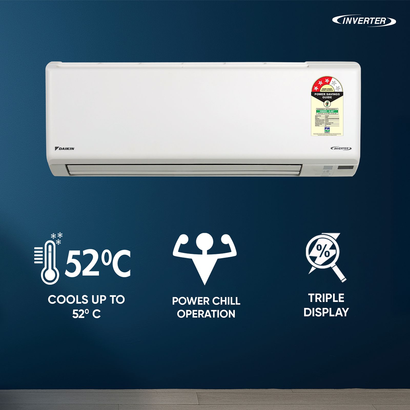 DAIKIN 1.4 Ton 3 Star Inverter Split AC (Copper Condenser, Anti Bacterial Coated Prefilter, FTKC48XV16) DAIKIN 1.4 Ton 3 Star Inverter Split AC (Copper Condenser, Anti Bacterial Coated Prefilter, FTKC48XV16)_3