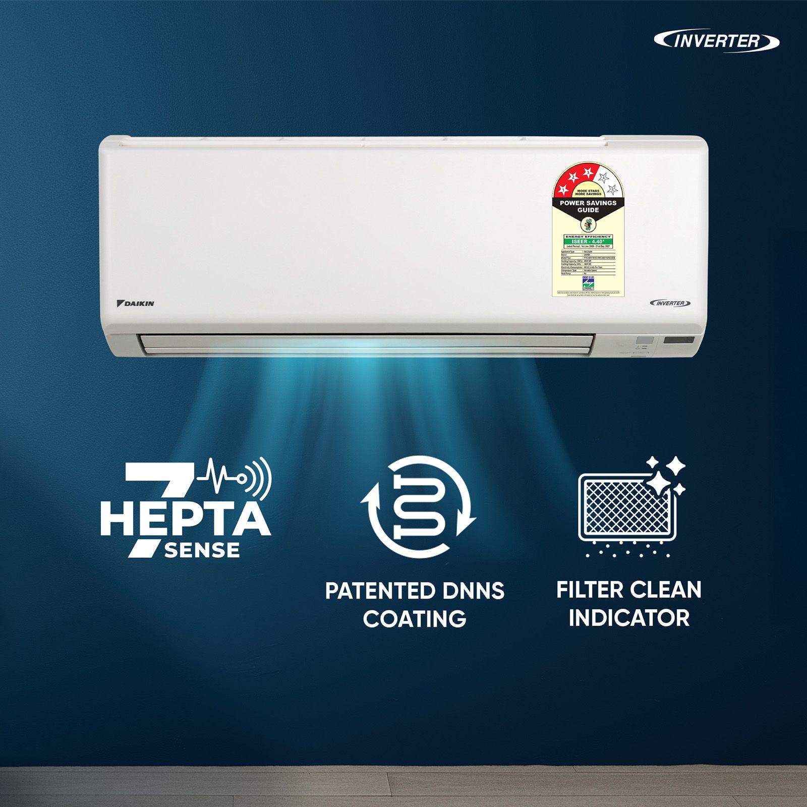 DAIKIN 1.4 Ton 3 Star Inverter Split AC (Copper Condenser, Anti Bacterial Coated Prefilter, FTKC48XV16) DAIKIN 1.4 Ton 3 Star Inverter Split AC (Copper Condenser, Anti Bacterial Coated Prefilter, FTKC48XV16)_4