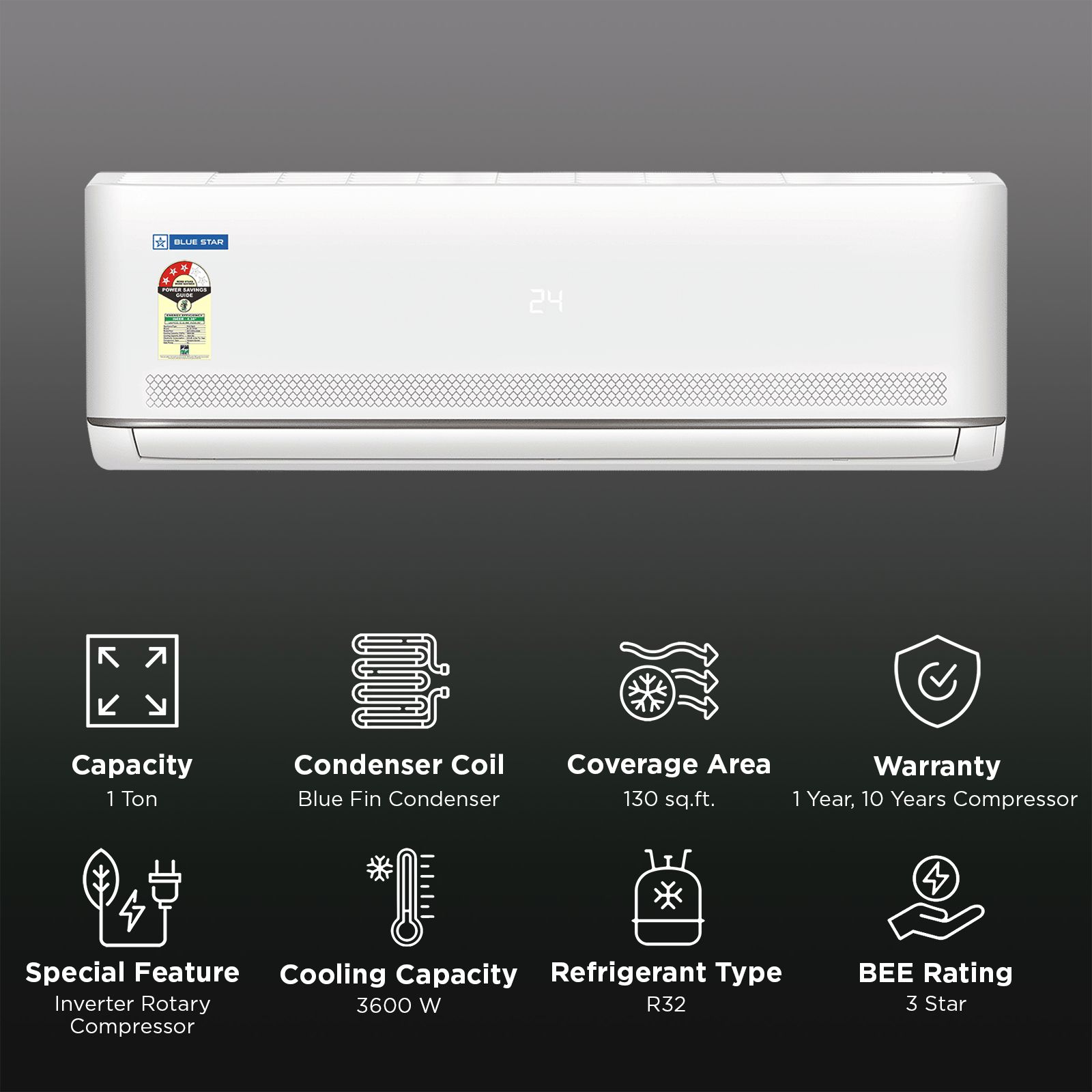 Blue Star M series 5 in 1 Convertible 1 Ton 3 Star Inverter Split AC with Smart Ready (2026 Model, Blue Fin Condenser, IB312MXU) Blue Star M series 5 in 1 Convertible 1 Ton 3 Star Inverter Split AC with Smart Ready (2026 Model, Blue Fin Condenser, IB312MXU)_2