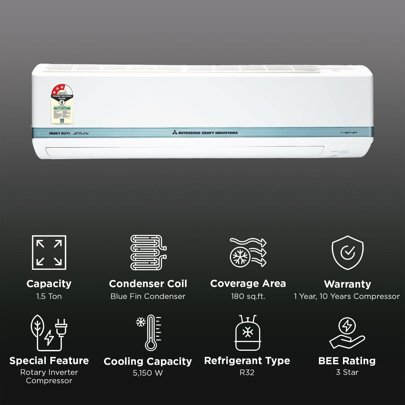 MITSUBISHI HEAVY Desert Xtreme Kooling - JETTA 1.5 Ton 3 Star Inverter Split AC (2026 Model, Blue Fin Condenser, Nano PM-2.5 Filter, DXK18YAMDA-W) MITSUBISHI HEAVY Desert Xtreme Kooling - JETTA 1.5 Ton 3 Star Inverter Split AC (2026 Model, Blue Fin Condenser, Nano PM-2.5 Filter, DXK18YAMDA-W)_2
