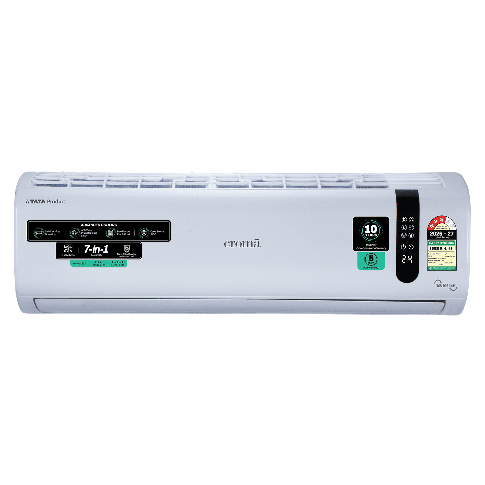 Croma 7 in 1 Convertible 1 Ton 3 Star Inverter Split AC with Self Diagnosis (2026 Model, Copper Condenser) Croma 7 in 1 Convertible 1 Ton 3 Star Inverter Split AC with Self Diagnosis (2026 Model, Copper Condenser)_1