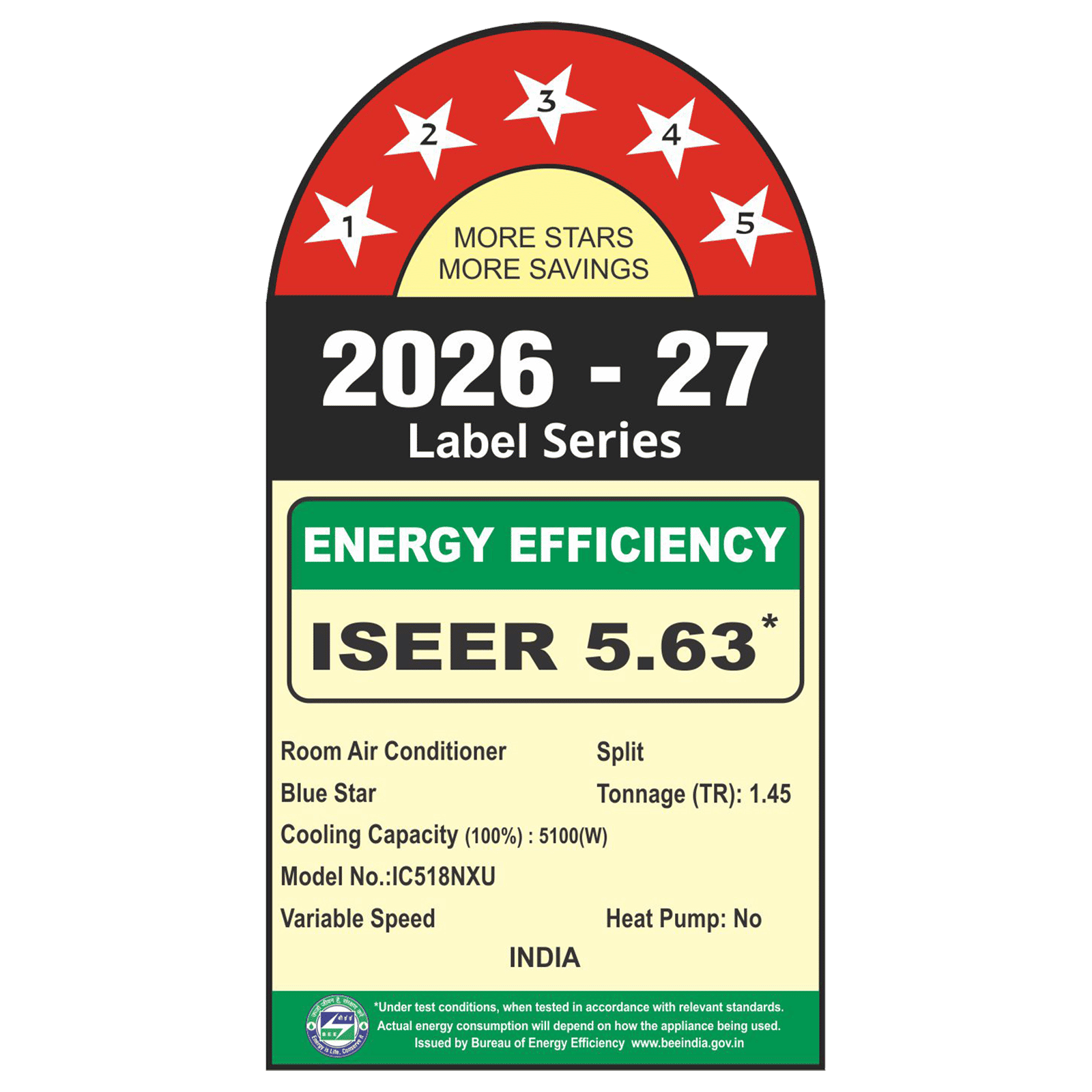 Blue Star N Series 5 in 1 Convertible 1.5 Ton 5 Star Inverter Split AC with Turbo Cool (2026 Model, Blue Fin Condenser, IC518NXU) Blue Star N Series 5 in 1 Convertible 1.5 Ton 5 Star Inverter Split AC with Turbo Cool (2026 Model, Blue Fin Condenser, IC518NXU)_2