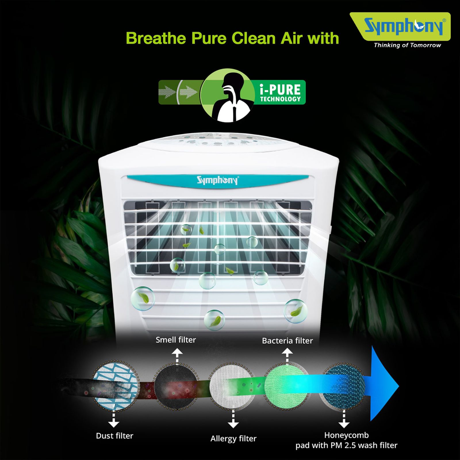 Symphony Hi Cool i 31 Litres Room Air Cooler with i-Pure Technology (Touch Control Panel, White)_12