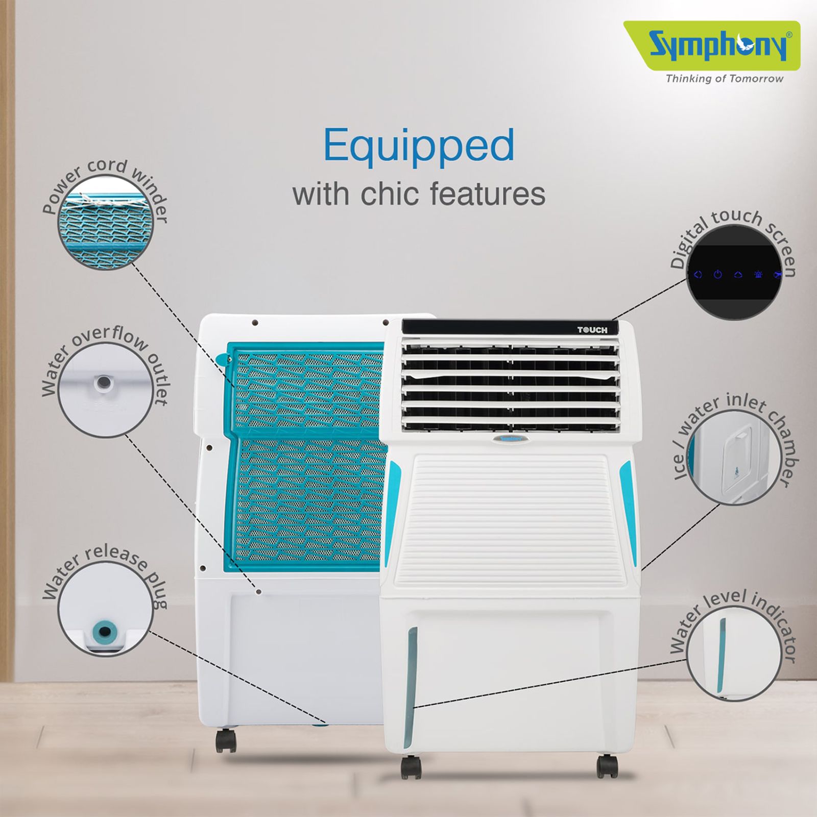 Symphony Touch 35 Litres Room Air Cooler with SMPS Technology (Voice Assistant, White) Symphony Touch 35 Litres Room Air Cooler with SMPS Technology (Voice Assistant, White)_12