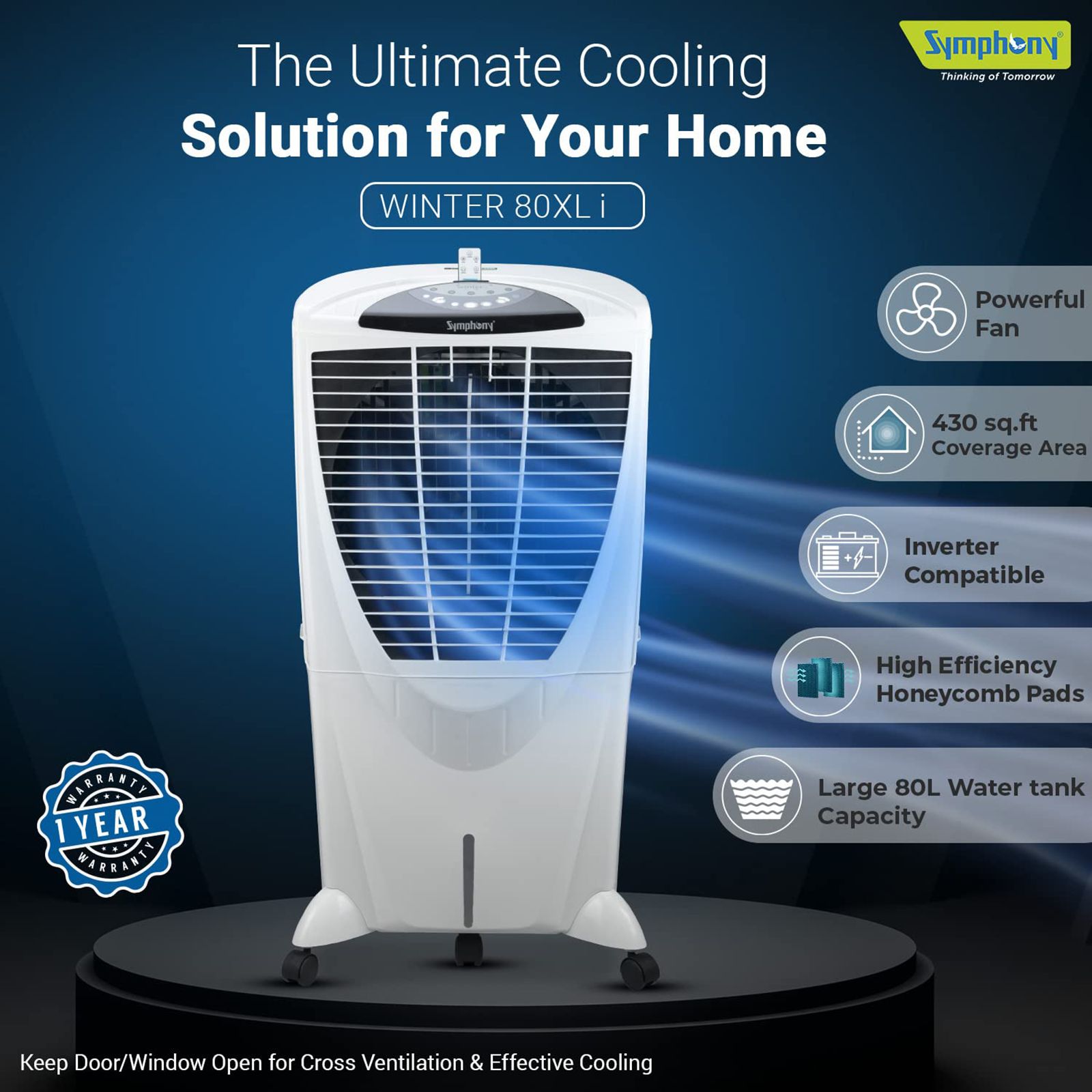 Symphony Winter 80XL i+ 80 Litres Desert Air Cooler with SMPS Technology (Whisper-Quiet Operation, White)_7