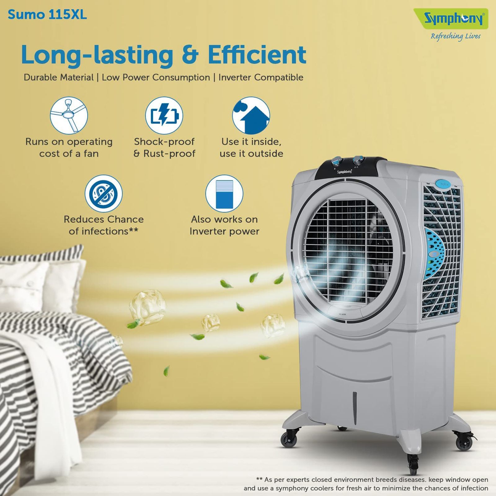 Symphony Sumo 115 XL 115 Litres Desert Air Cooler with i-Pure Technology (Anti-Spill Inlet, White) Symphony Sumo 115 XL 115 Litres Desert Air Cooler with i-Pure Technology (Anti-Spill Inlet, White)_12