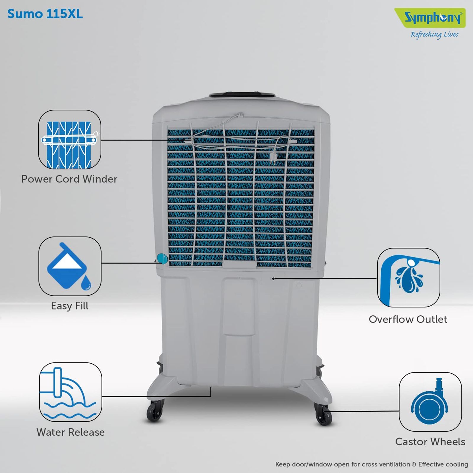 Symphony Sumo 115 XL 115 Litres Desert Air Cooler with i-Pure Technology (Anti-Spill Inlet, White) Symphony Sumo 115 XL 115 Litres Desert Air Cooler with i-Pure Technology (Anti-Spill Inlet, White)_17