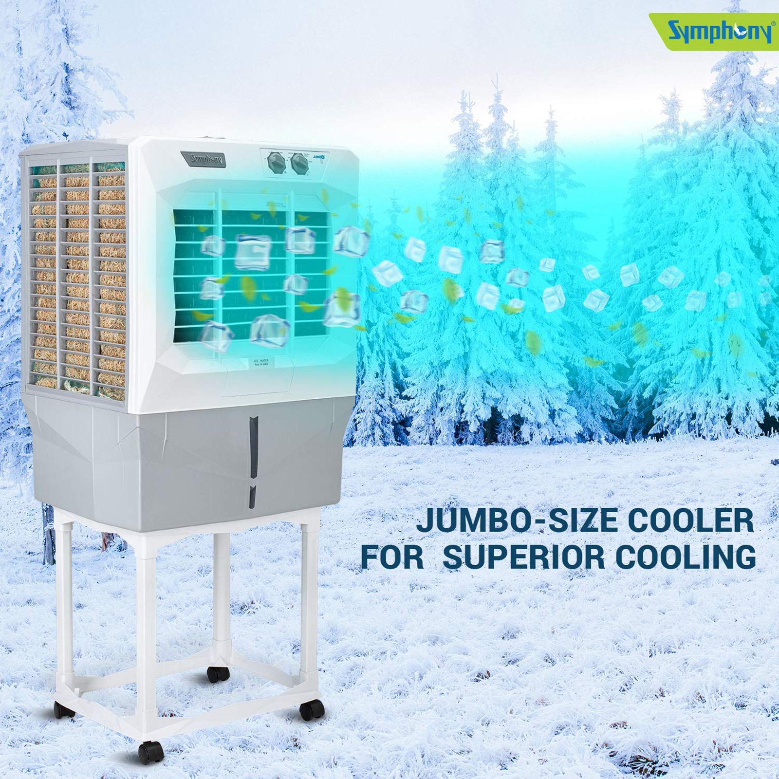 Symphony Jumbo 45DB 41 Litres Desert Air Cooler with Auto Louver Movement (Ice Chamber, White)_8