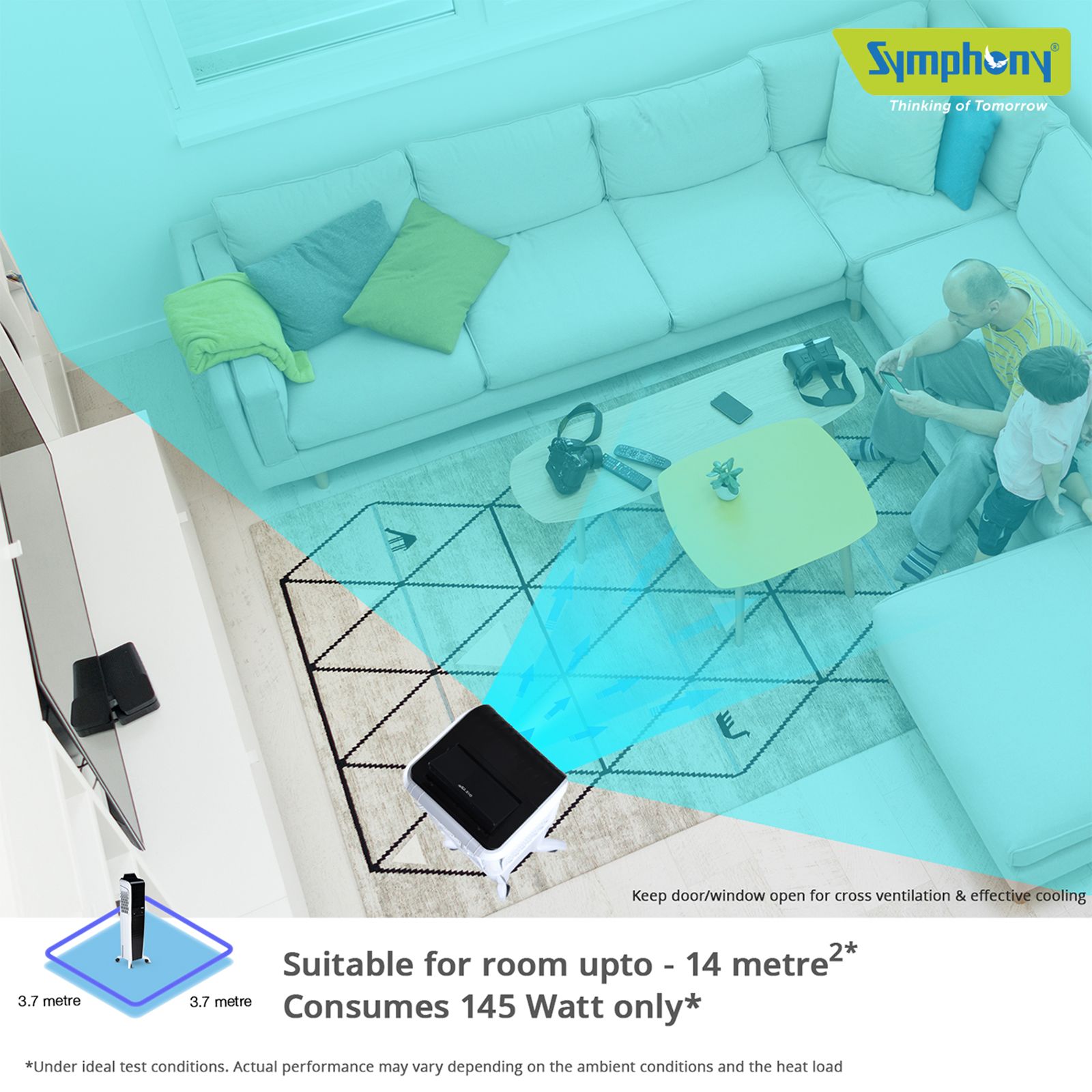 Symphony Diet 3D 30i 30 Litres Personal Air Cooler with Magnetic Remote (SMPS Technology, Black)_14