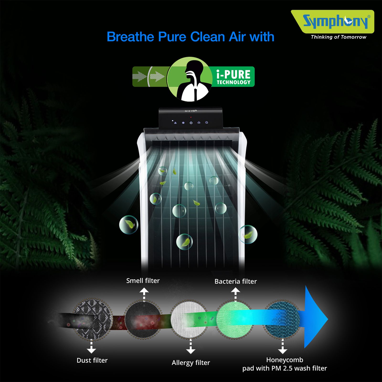 Symphony Diet 3D 30i 30 Litres Personal Air Cooler with Magnetic Remote (SMPS Technology, Black)_20