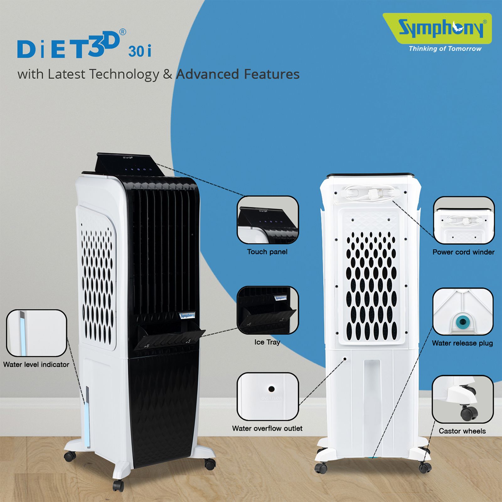 Symphony Diet 3D 30i 30 Litres Personal Air Cooler with Magnetic Remote (SMPS Technology, Black)_21