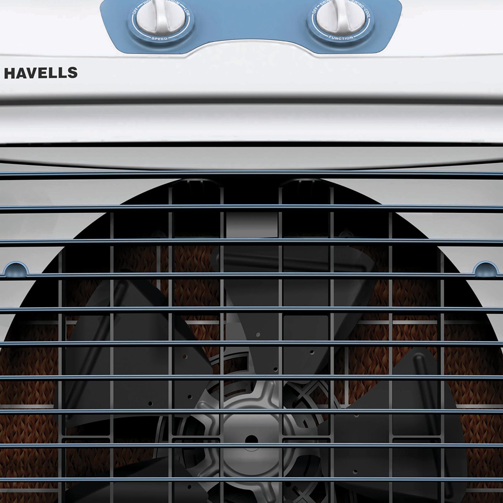 HAVELLS Koolaire-X 51 Litres Desert Air Cooler with Castor Wheels (Evaporative Cooling Technology, Light Blue & White) HAVELLS Koolaire-X 51 Litres Desert Air Cooler with Castor Wheels (Evaporative Cooling Technology, Light Blue & White)_5