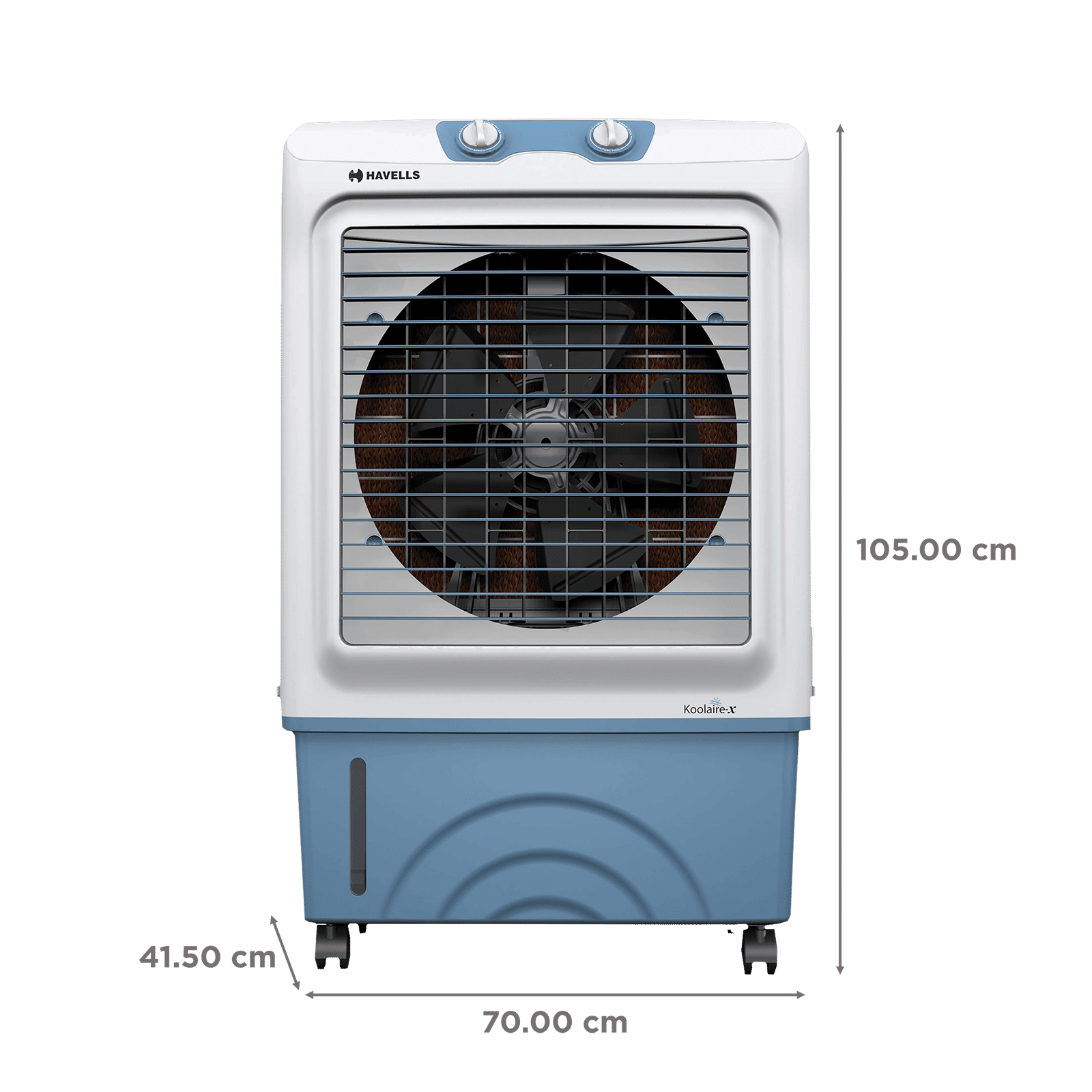 HAVELLS Koolaire-X 51 Litres Desert Air Cooler with Castor Wheels (Evaporative Cooling Technology, Light Blue & White) HAVELLS Koolaire-X 51 Litres Desert Air Cooler with Castor Wheels (Evaporative Cooling Technology, Light Blue & White)_2