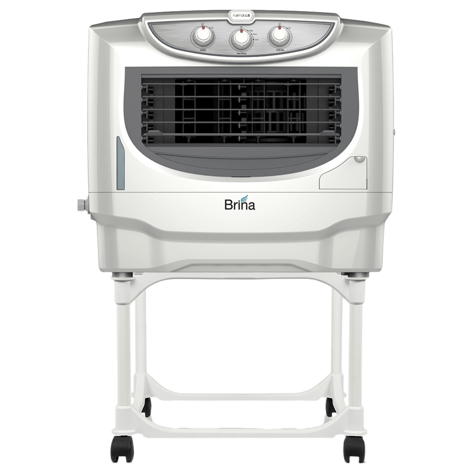 HAVELLS Brina 50 Litres Portable Air Cooler (Wood Wool Cooling Pads, GHRACBRE230, White/Grey)_1