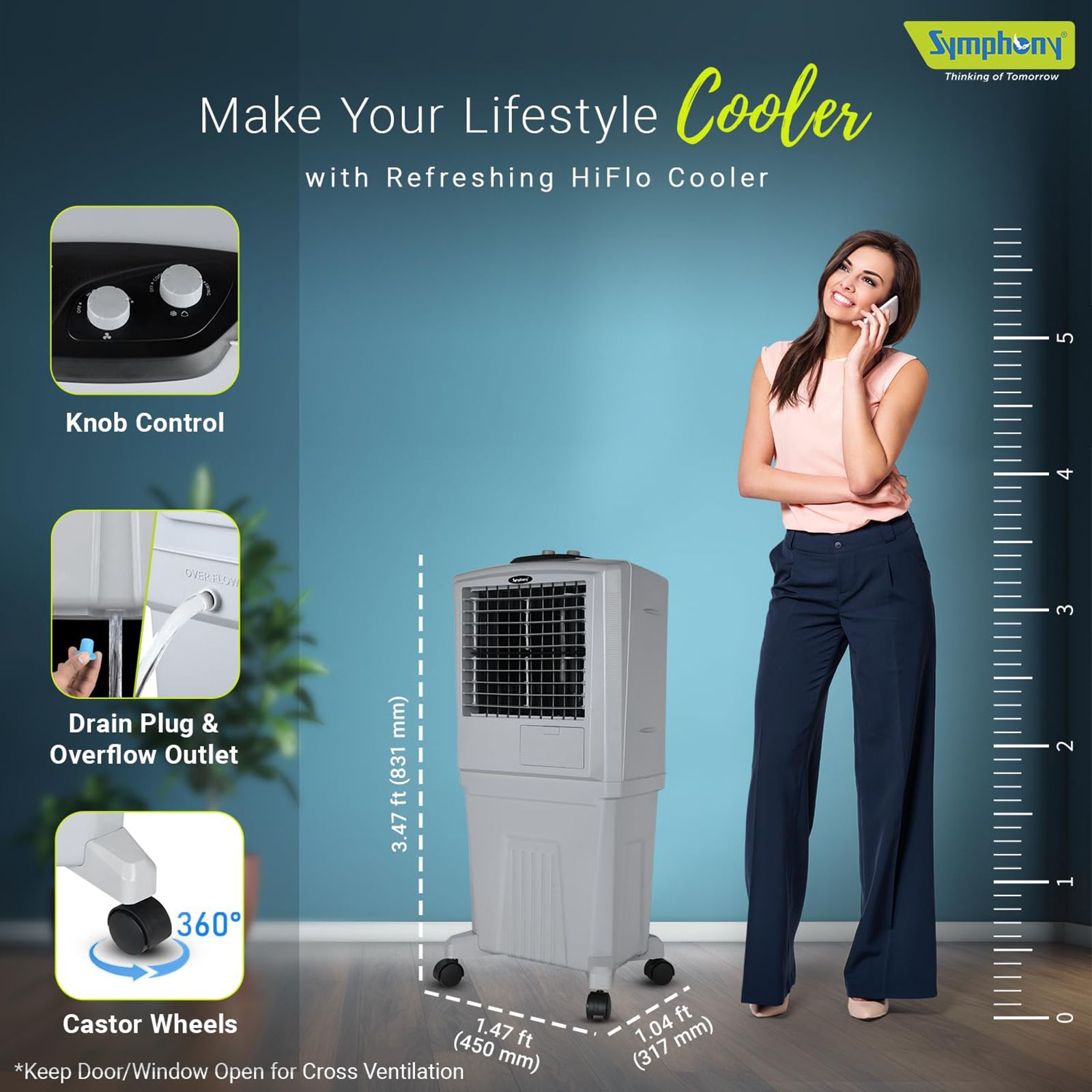 Symphony HiFLO 40 Litres Room Air Cooler with i-Pure Technology (Cool Flow Dispenser, Light Grey) Symphony HiFLO 40 Litres Room Air Cooler with i-Pure Technology (Cool Flow Dispenser, Light Grey)_14
