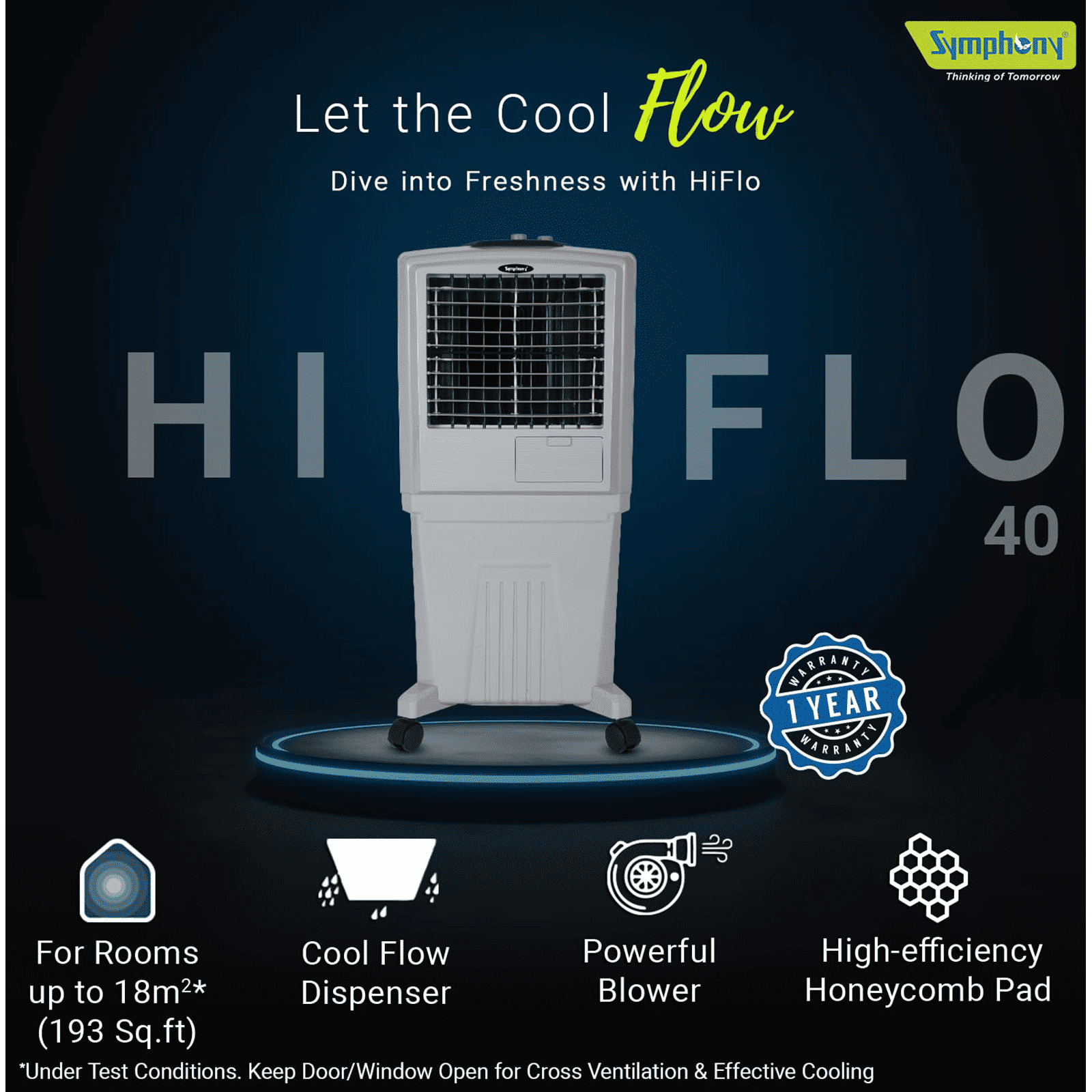 Symphony HiFLO 40 Litres Room Air Cooler with i-Pure Technology (Cool Flow Dispenser, Light Grey) Symphony HiFLO 40 Litres Room Air Cooler with i-Pure Technology (Cool Flow Dispenser, Light Grey)_18