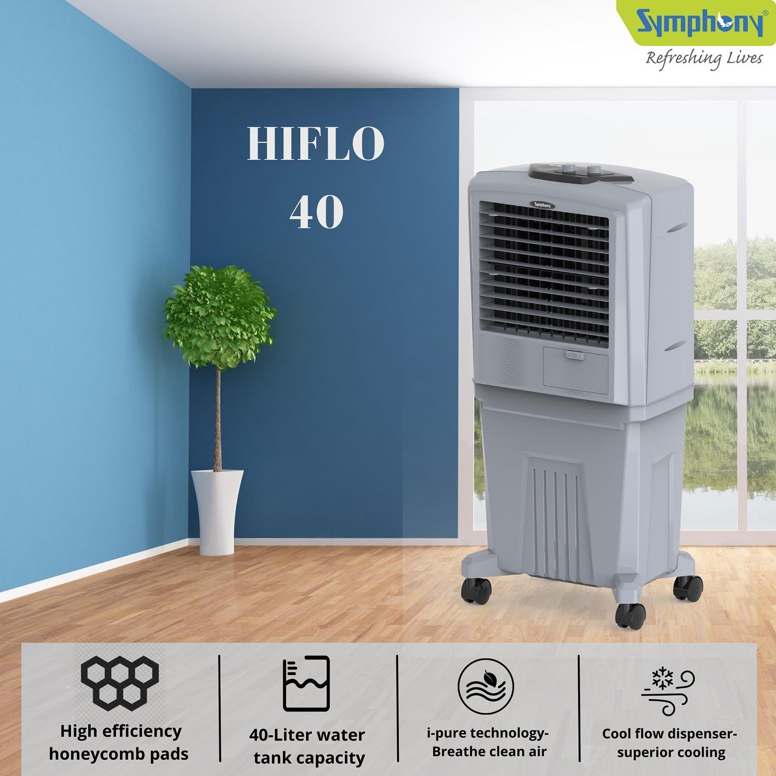 Symphony HiFLO 40 Litres Room Air Cooler with i-Pure Technology (Cool Flow Dispenser, Light Grey) Symphony HiFLO 40 Litres Room Air Cooler with i-Pure Technology (Cool Flow Dispenser, Light Grey)_20