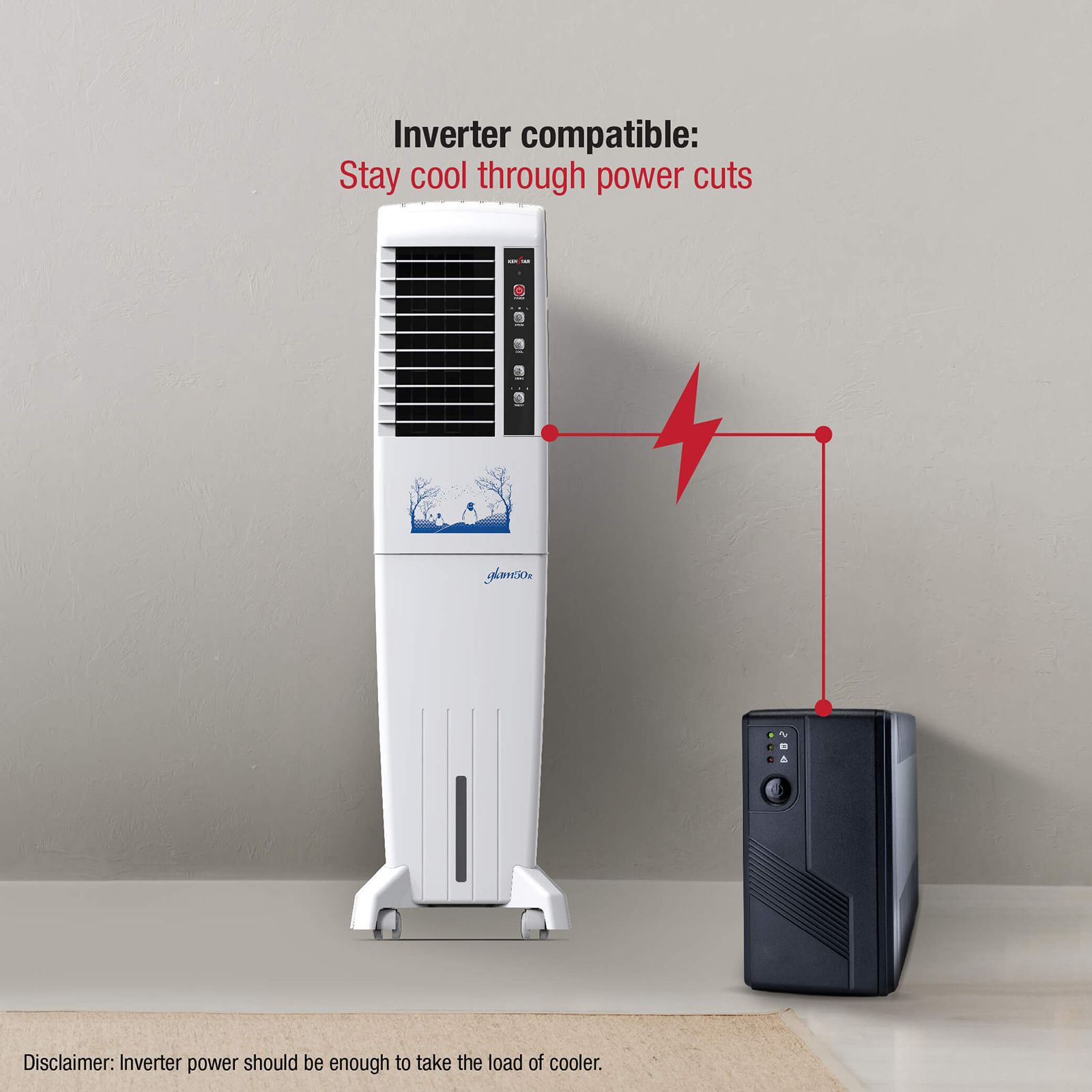 KENSTAR Glam HC RE 50 Litres Tower Air Cooler with Quadraflow Technology (Inverter Compatible, White)_10