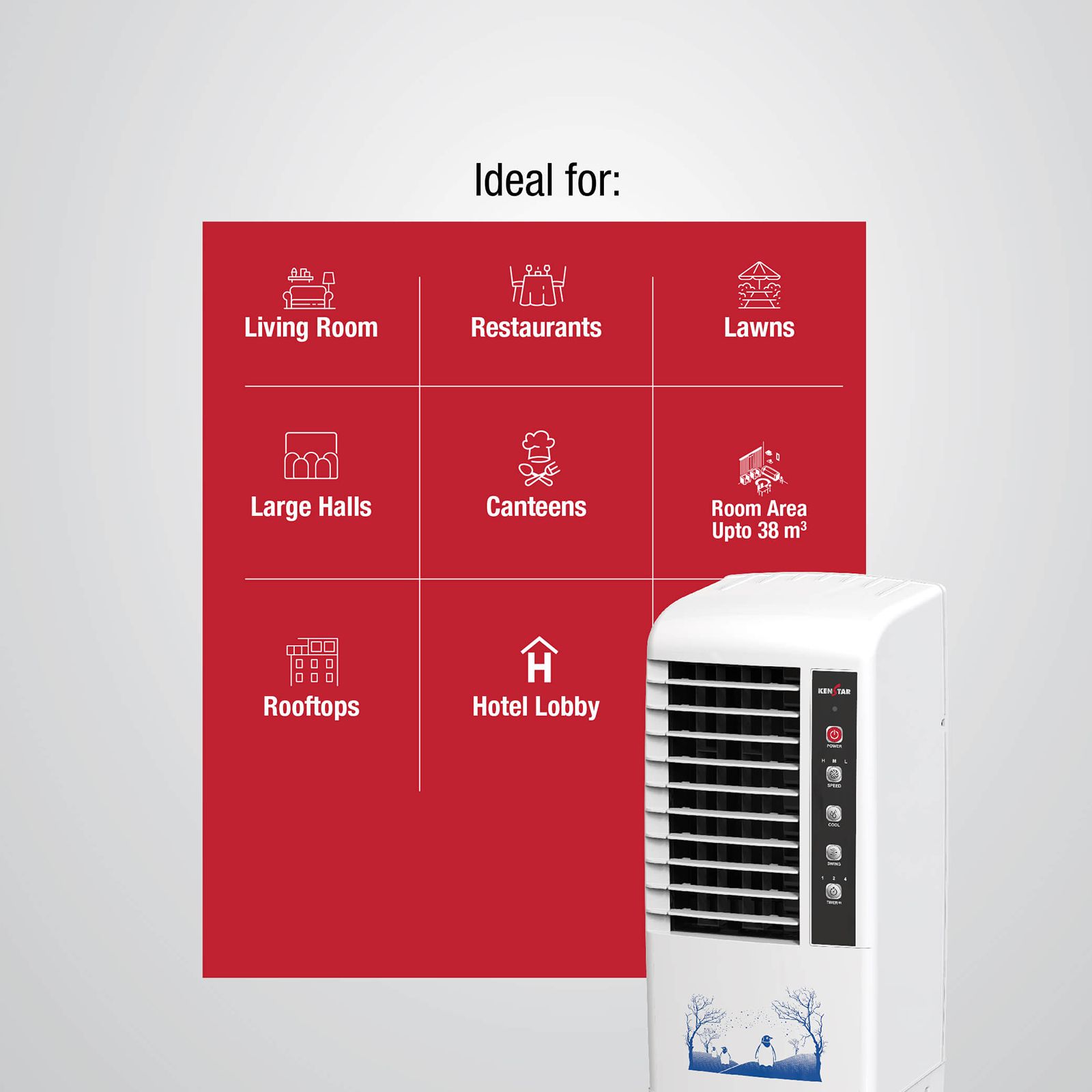 KENSTAR Glam HC RE 50 Litres Tower Air Cooler with Quadraflow Technology (Inverter Compatible, White)_17