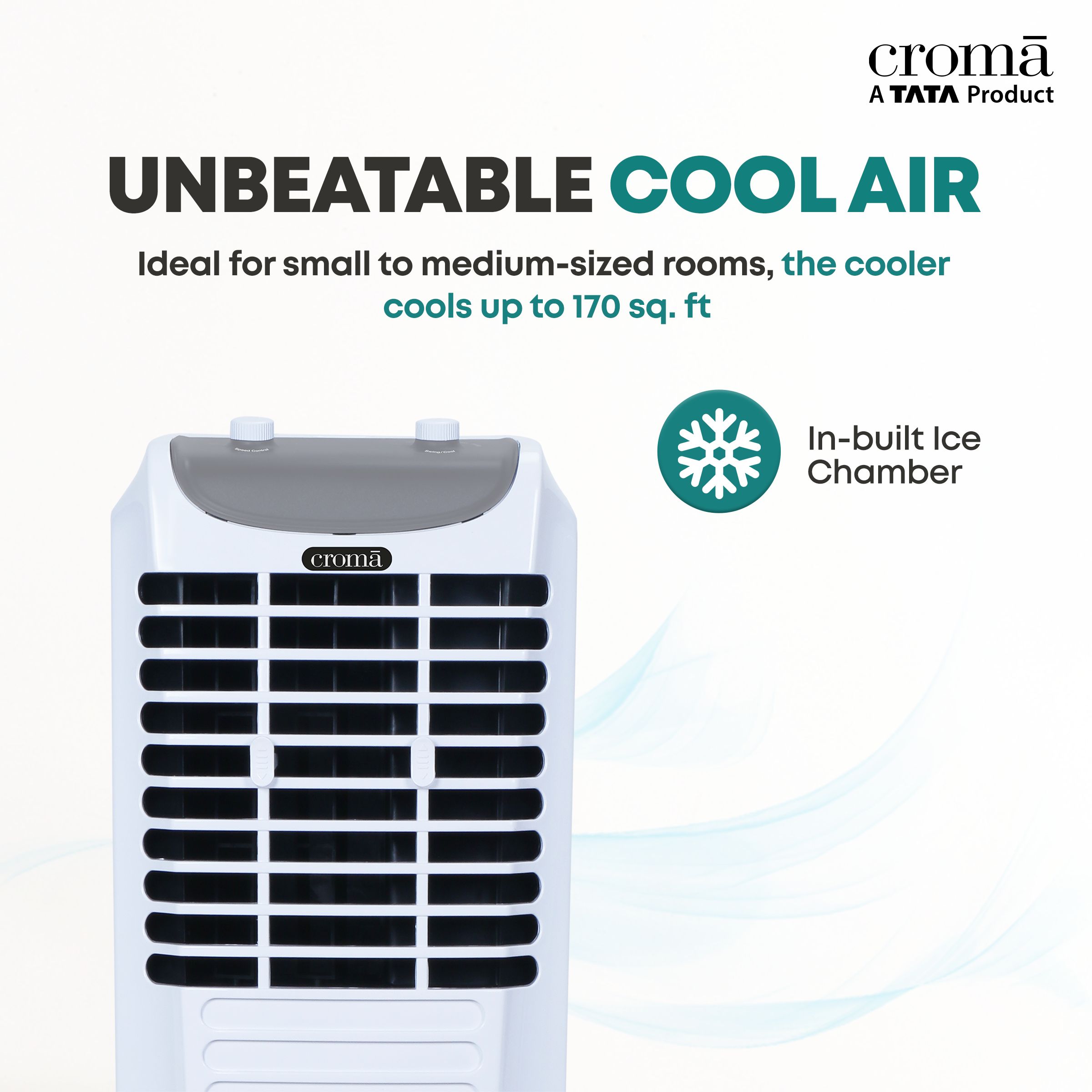 Croma 55 Litres Tower Air Cooler (Anti-bacterial Honeycomb Pad & Tank, White & Grey)_13