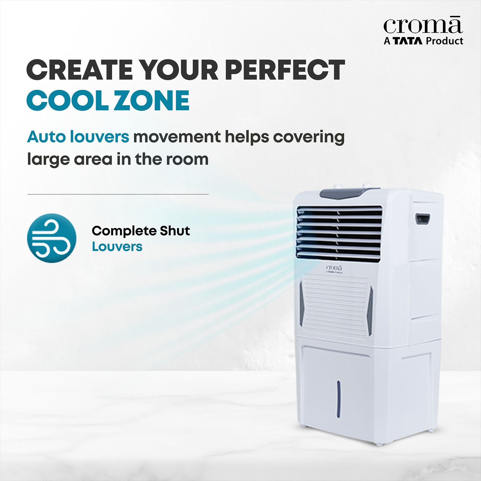 Croma 40 Litres Personal Air Cooler with Inverter Compatible (Ice Chamber, White & Grey)_7