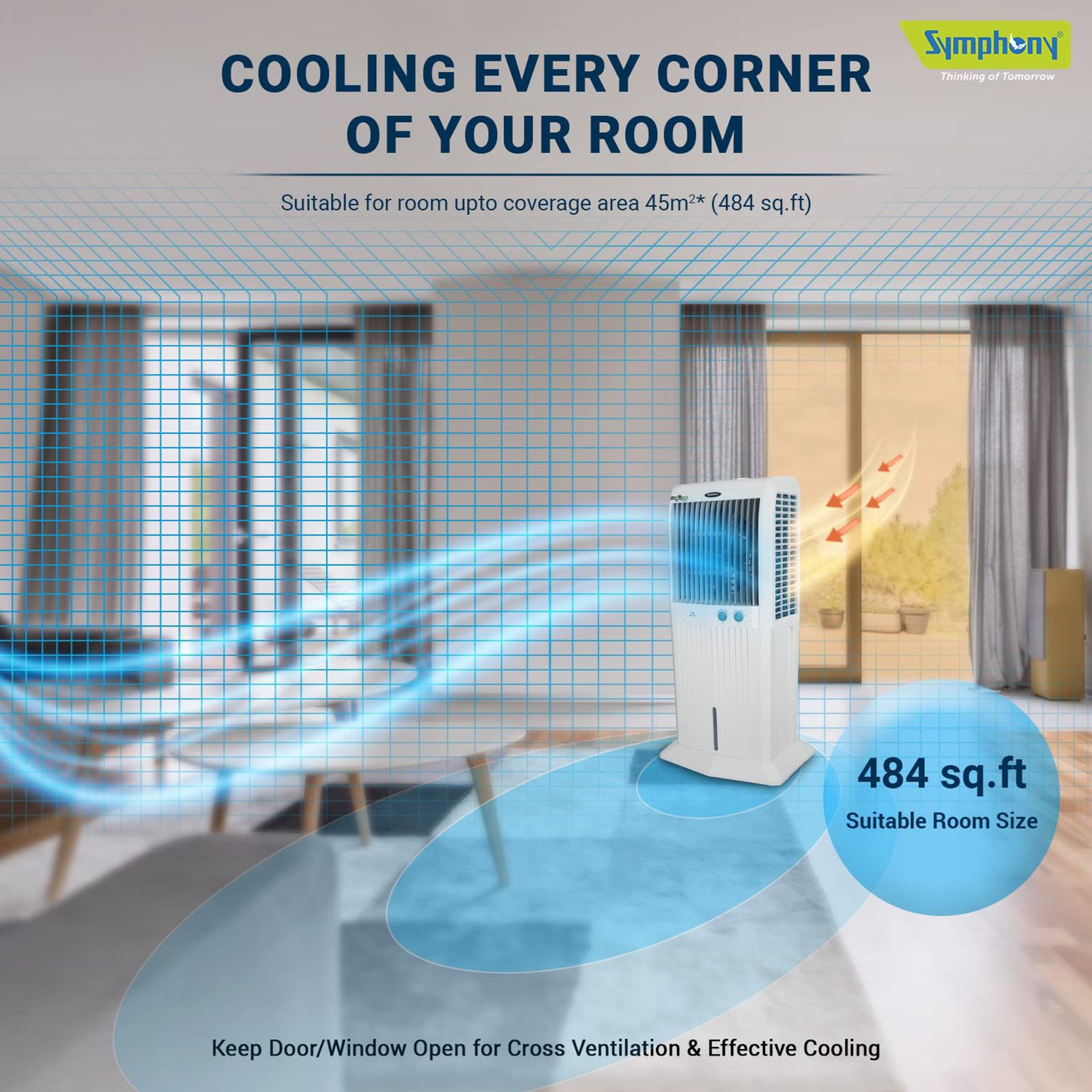 Symphony Storm C 100XL 95 Litres Desert Air Cooler with i-Pure Technology (Cool Flow Dispenser, White)_9