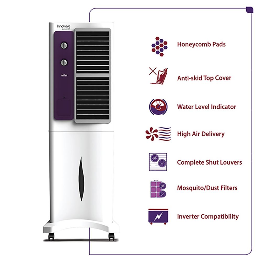hindware Eiffel 58 Litres Tower Air Cooler (High Air Delivery, 515942, White) hindware Eiffel 58 Litres Tower Air Cooler (High Air Delivery, 515942, White)_5