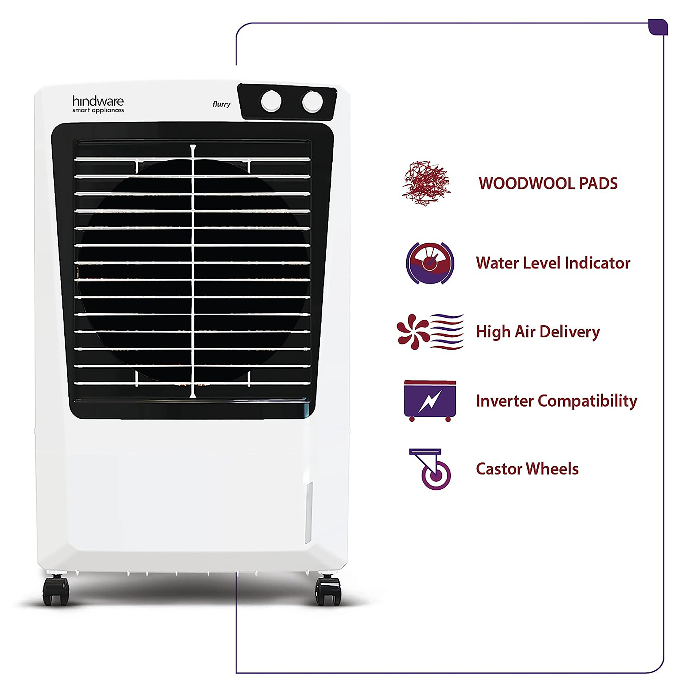 hindware Flurry 52 Litres Desert Air Cooler (High Air Delivery, 524109, White) hindware Flurry 52 Litres Desert Air Cooler (High Air Delivery, 524109, White)_4