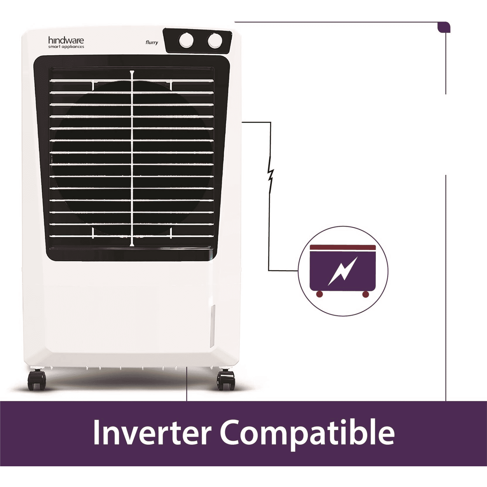 hindware Flurry 52 Litres Desert Air Cooler (Woodwool Pads, 518990, White)_6