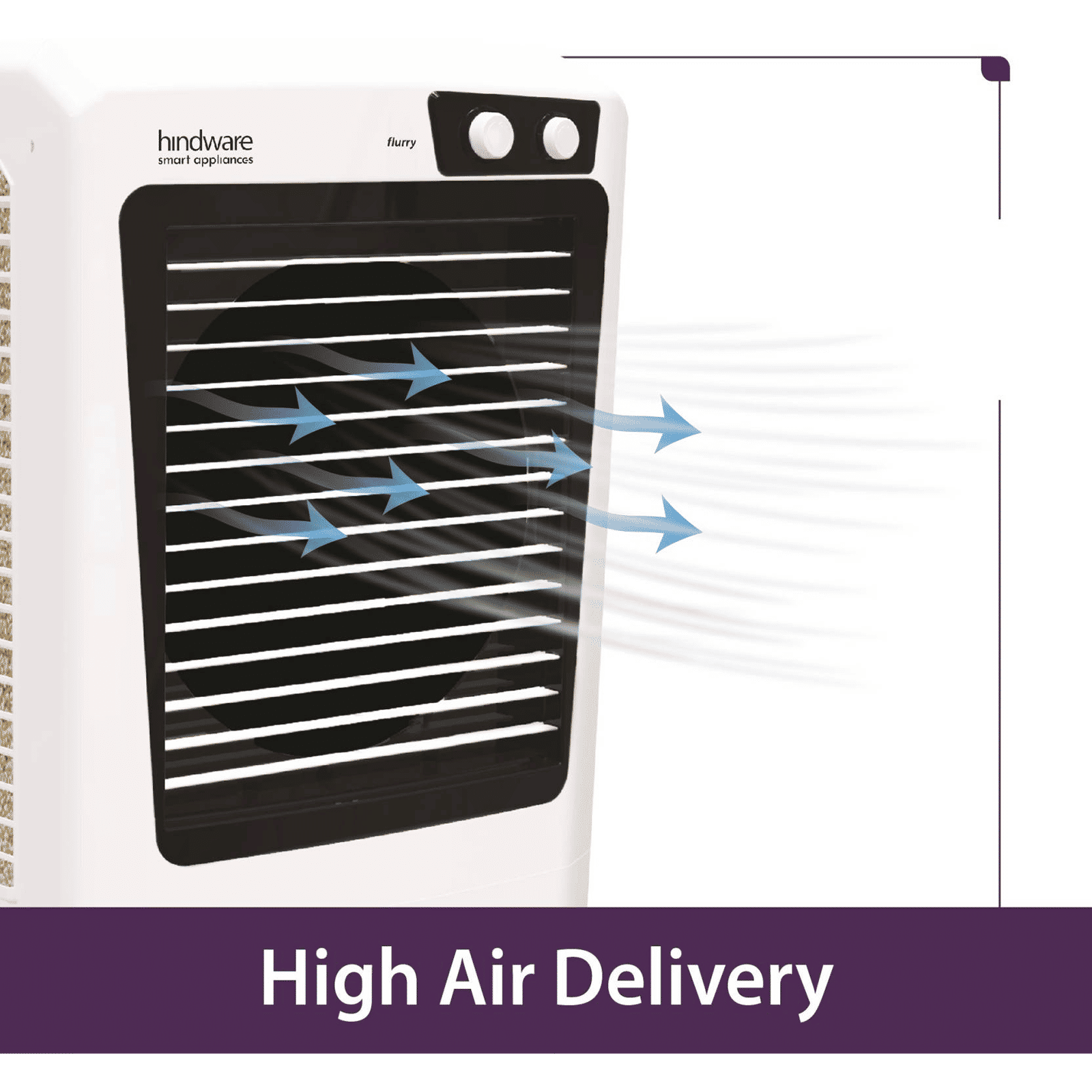 hindware Flurry 52 Litres Desert Air Cooler (Woodwool Pads, 518990, White)_5