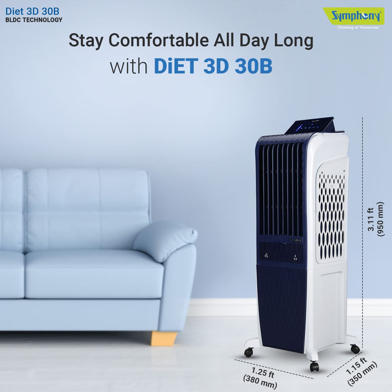 Symphony DiET 3D 30B 30 Litres Tower Air Cooler (BLDC Technology, ACOTO428, White)_7